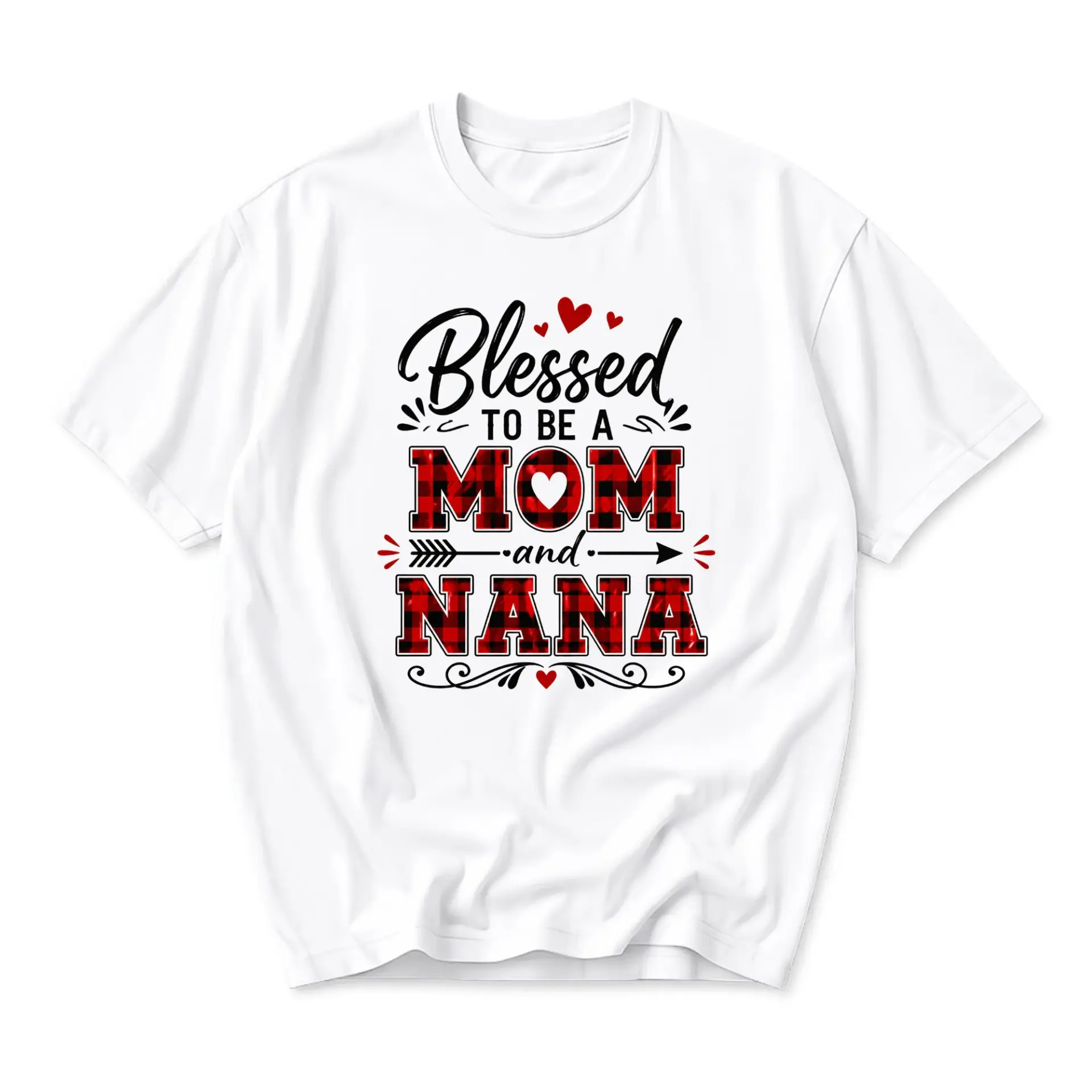 T-shirt Blessed to Be a Mom and Nana Graphic Tee Casual Unisex Crew Neck