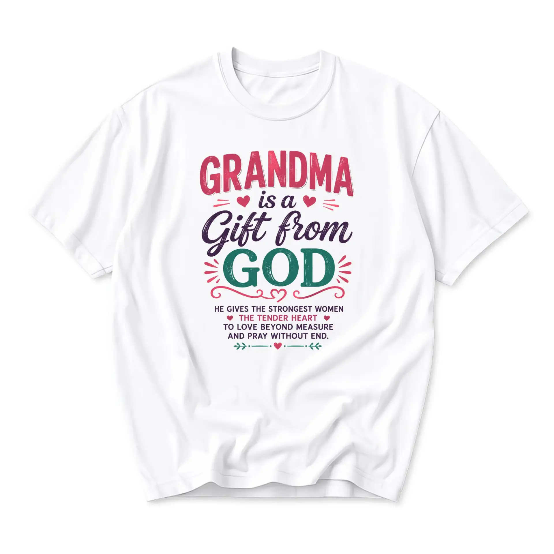 T-shirt Grandma Is a Gift from God Inspirational Graphic Tee Religious Quote Design Unisex Crew Neck Apparel