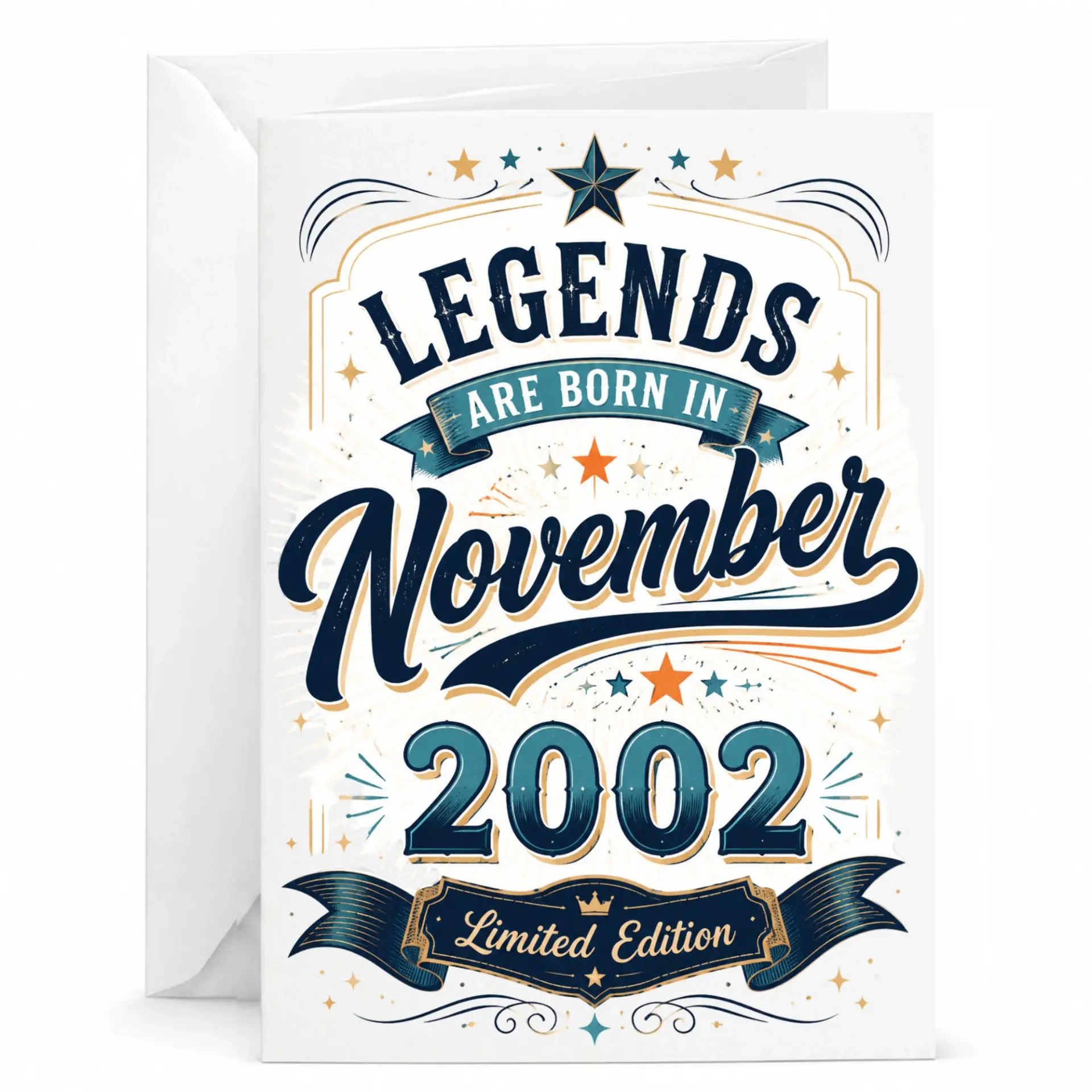 Birthday Card Legends Are Born in November 2002 Limited Edition Vintage Style Greeting Card for Birthday Celebration