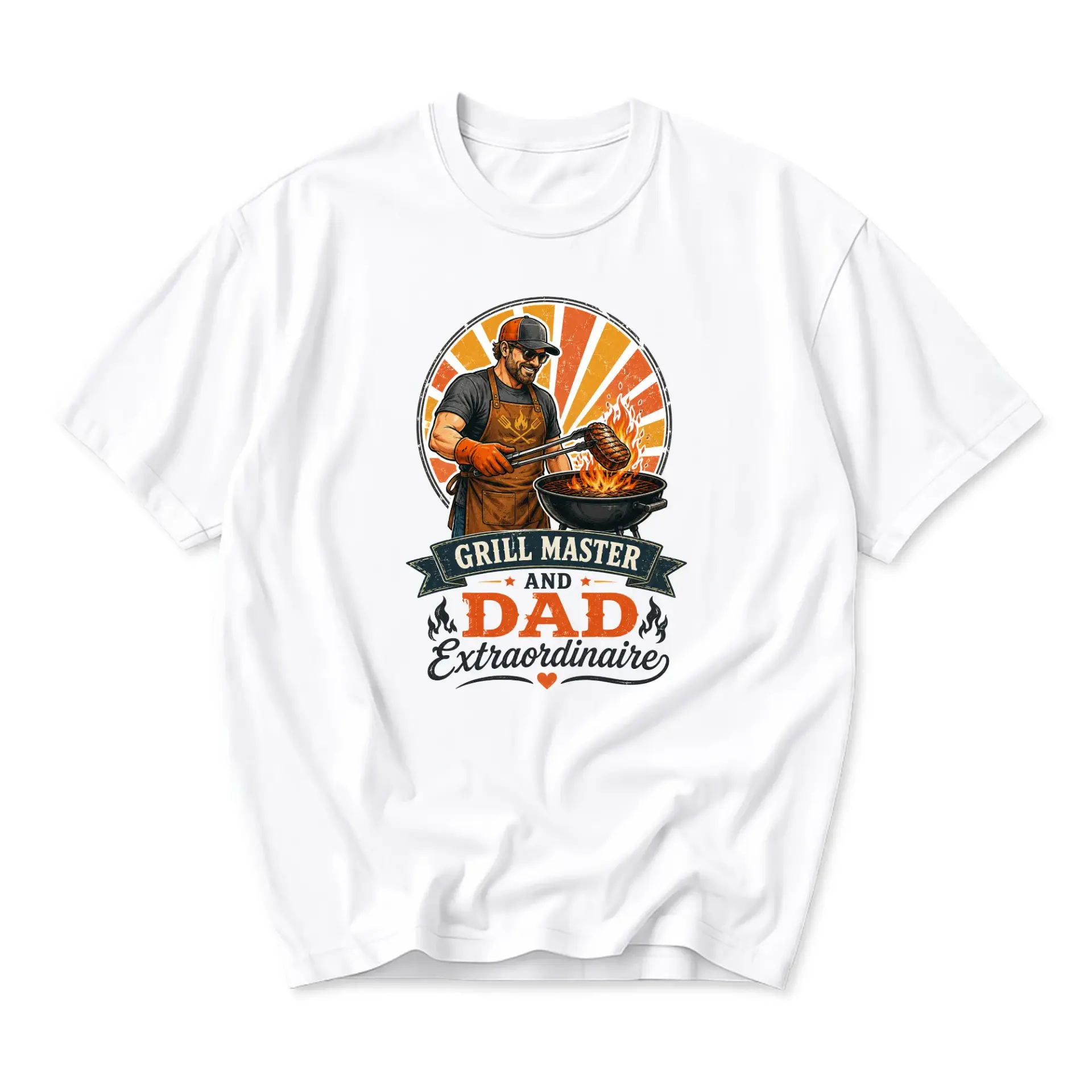 Funny Shirt and Dad Extraordinaire Graphic Printed Tee Casual Unisex Crew Neck Short Sleeve Top White