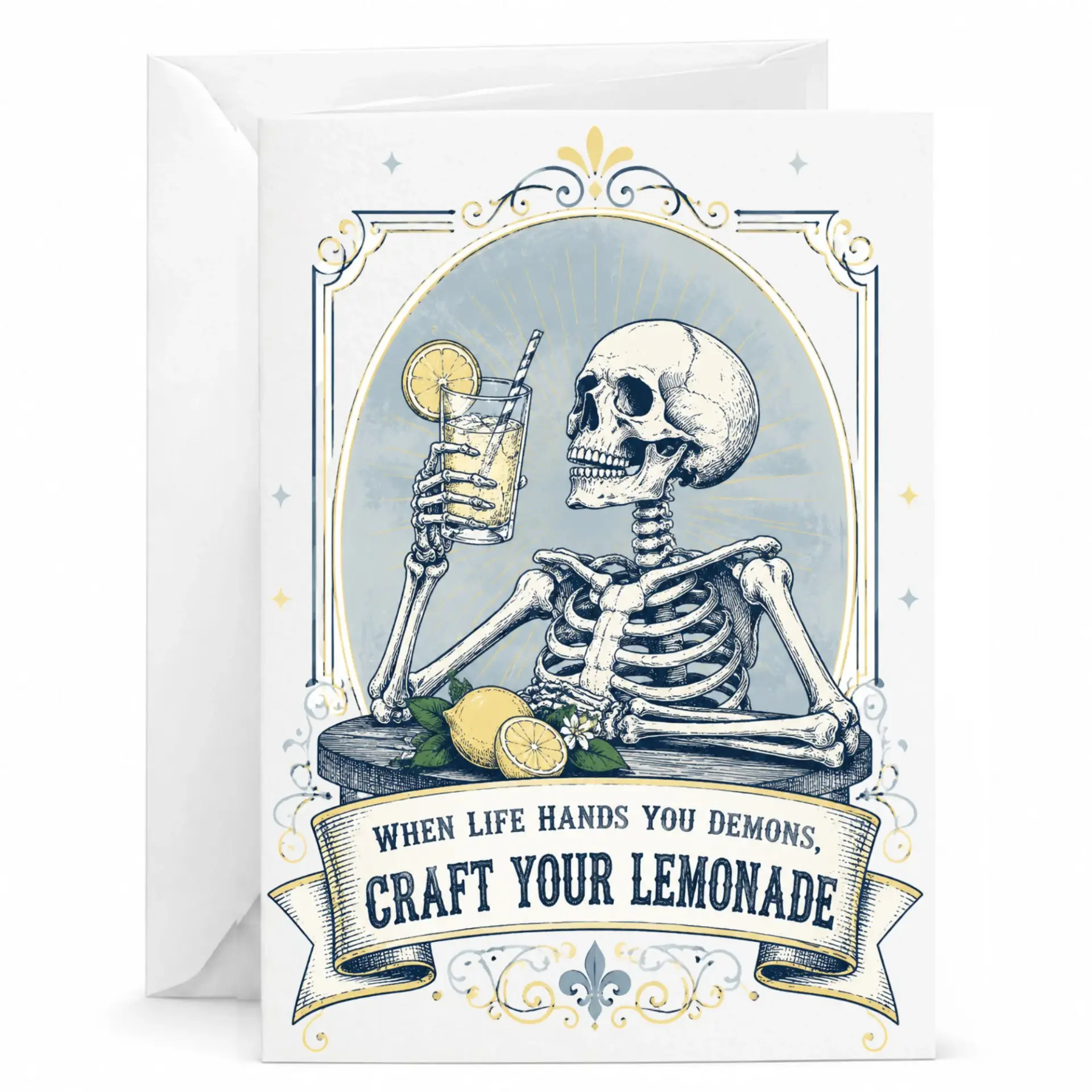 Funny Greeting Card When Life Hands You Demons Craft Your Lemonade Skeleton