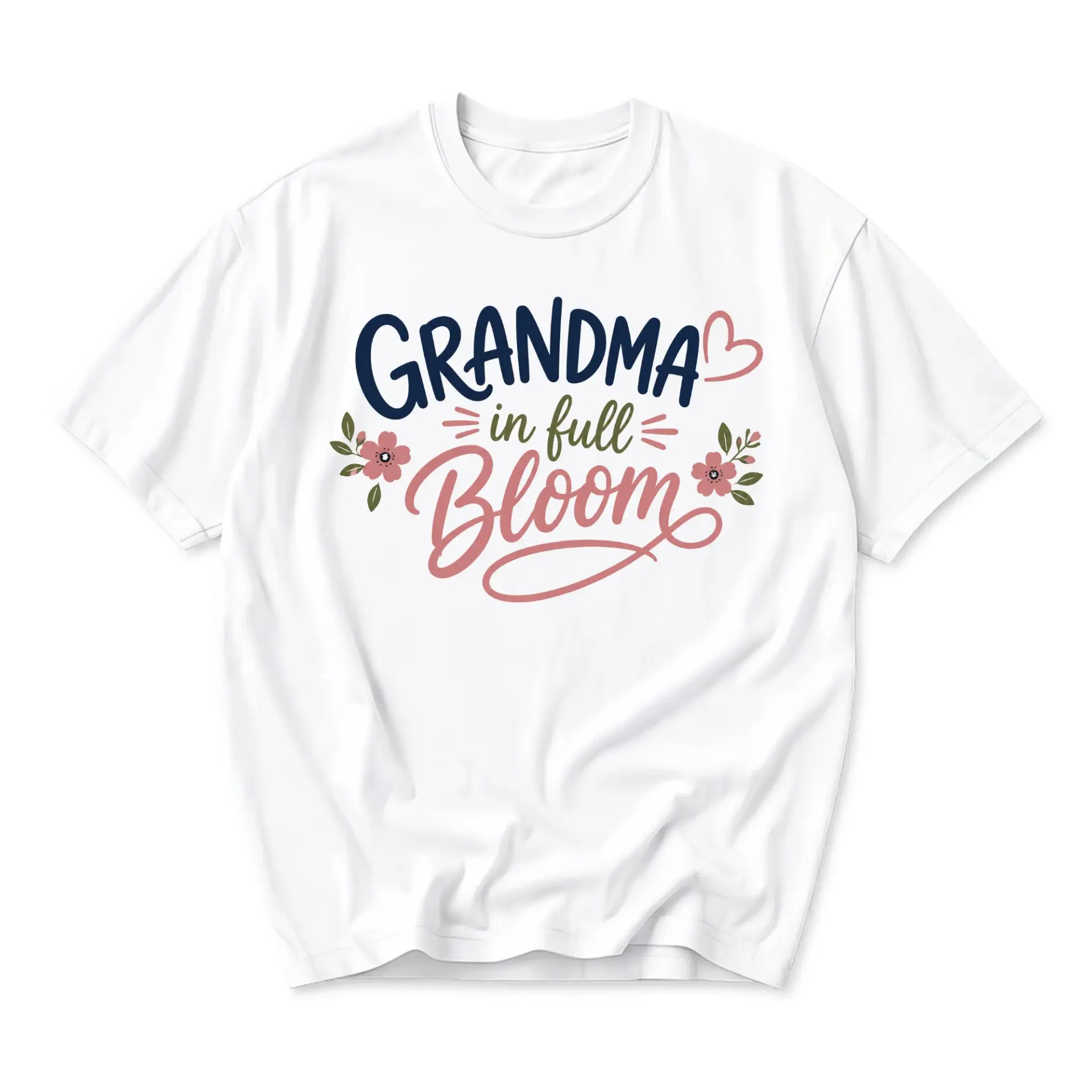 Funny Shirt Grandma in Full Bloom Graphic Tee Casual Cotton Blend Short Sleeve Crew Neck Top for Everyday Wear