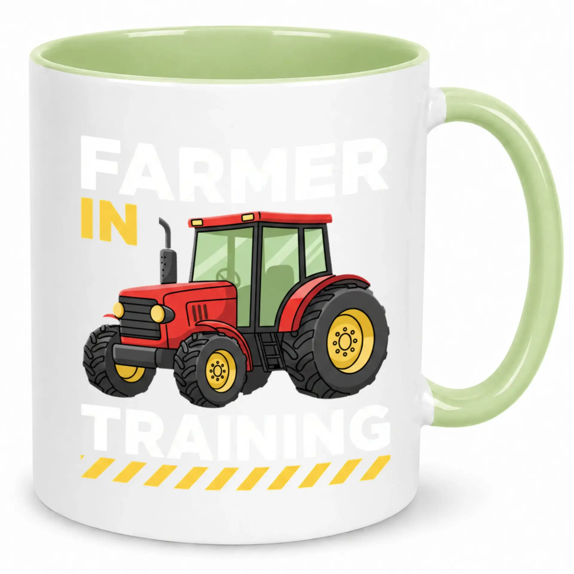 Funny Farmer in Training Ceramic Coffee Mug with Red Tractor Design Unique Gift for Aspiring Agriculturists & Farm Enthusiasts
