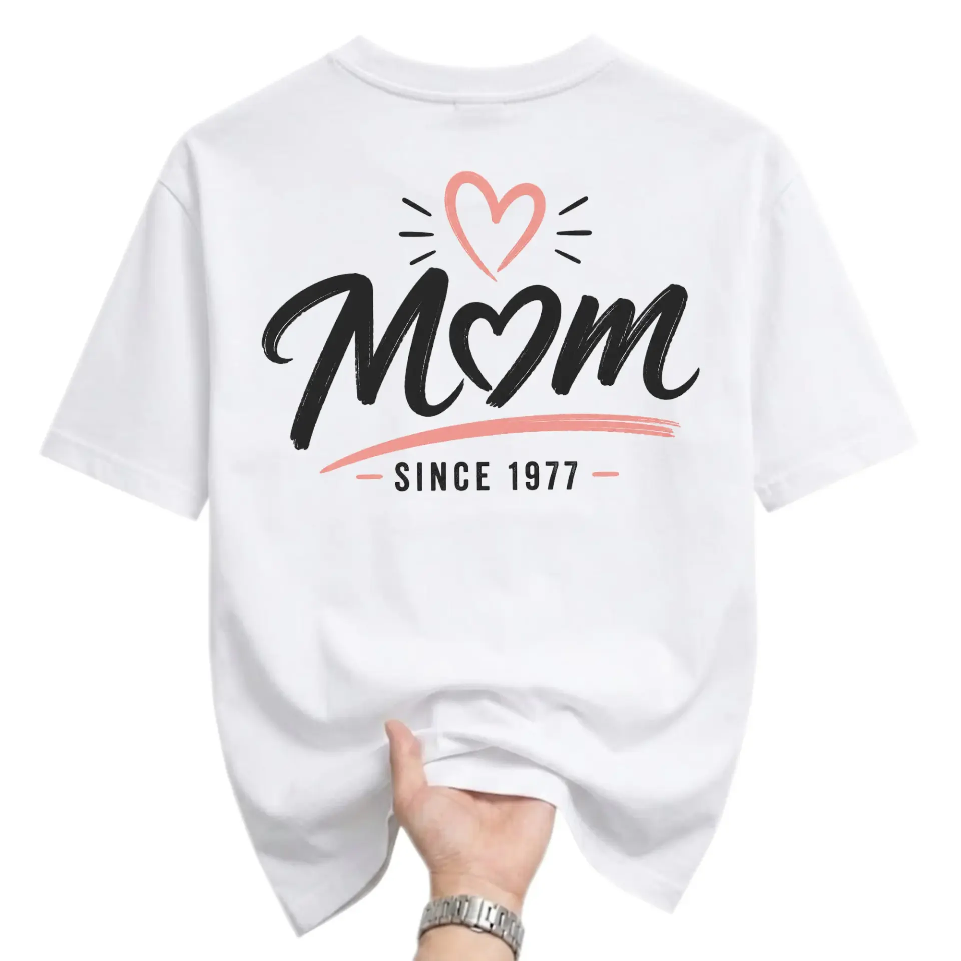 T-shirt Mom Since 1977 Graphic Printed Casual Tee Soft Cotton Blend