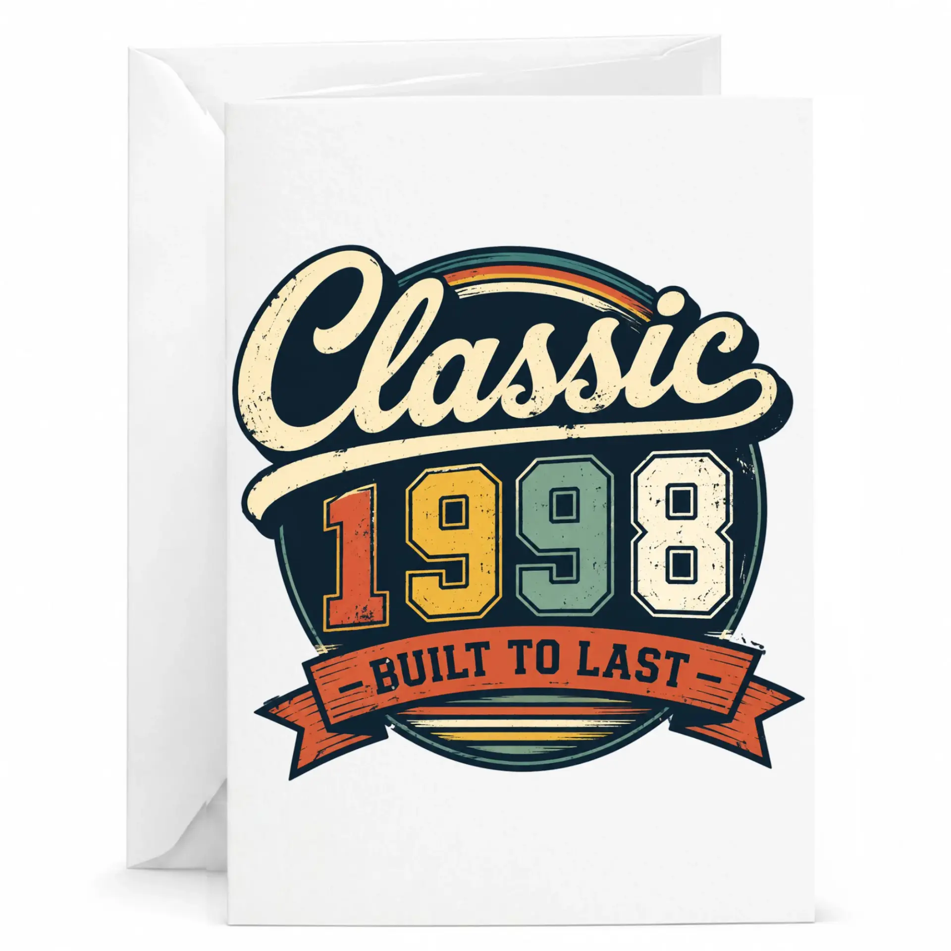 Birthday Card Classic 1998 Built to Last Retro Vintage Style Greeting Card for Milestone Celebration