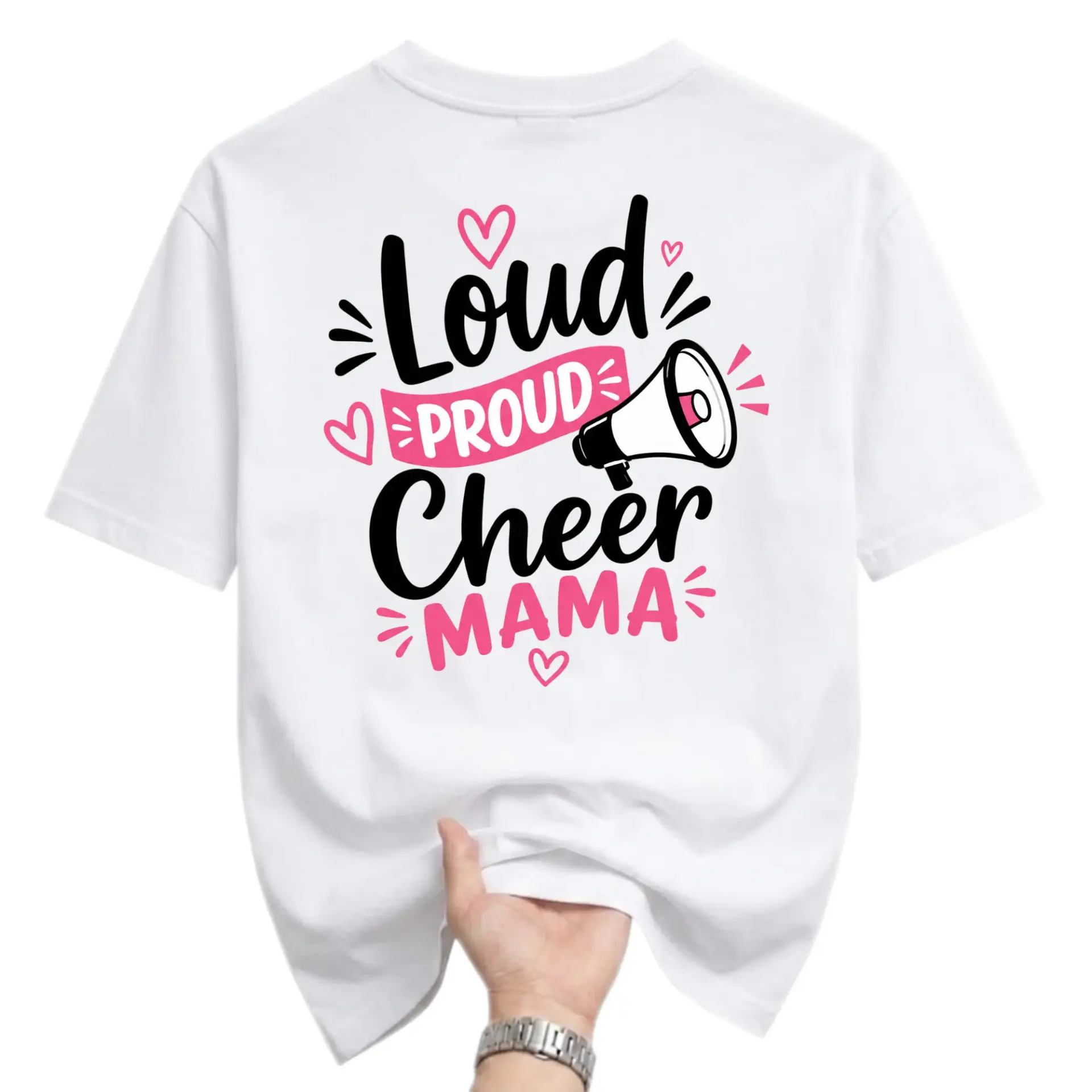 Graphic Tee Loud Proud Cheer Mama Unisex Crew Neck Short Sleeve Shirt for Casual Everyday Wear and Comfort