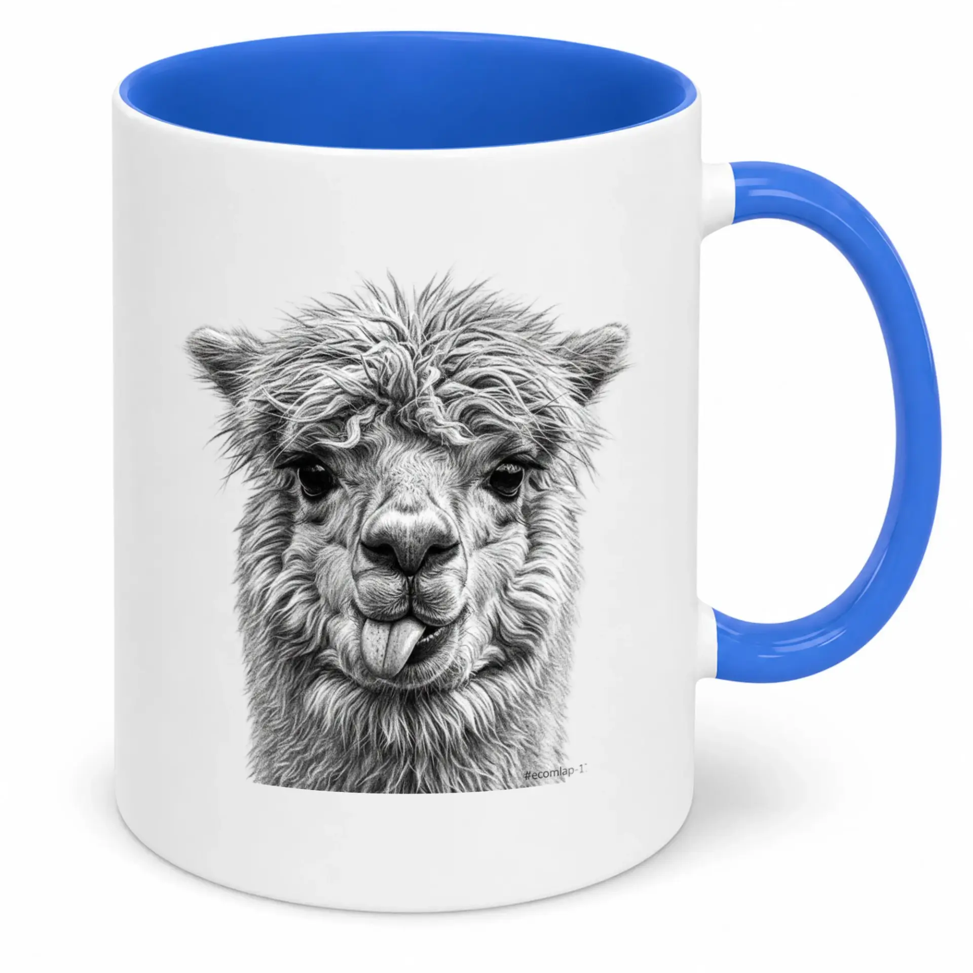 Funny Alpaca Art Ceramic Coffee Mug with Humorous Tongue-Out Design Unique Animal Drawing Drinkware for Home and Office Kitchen Decor