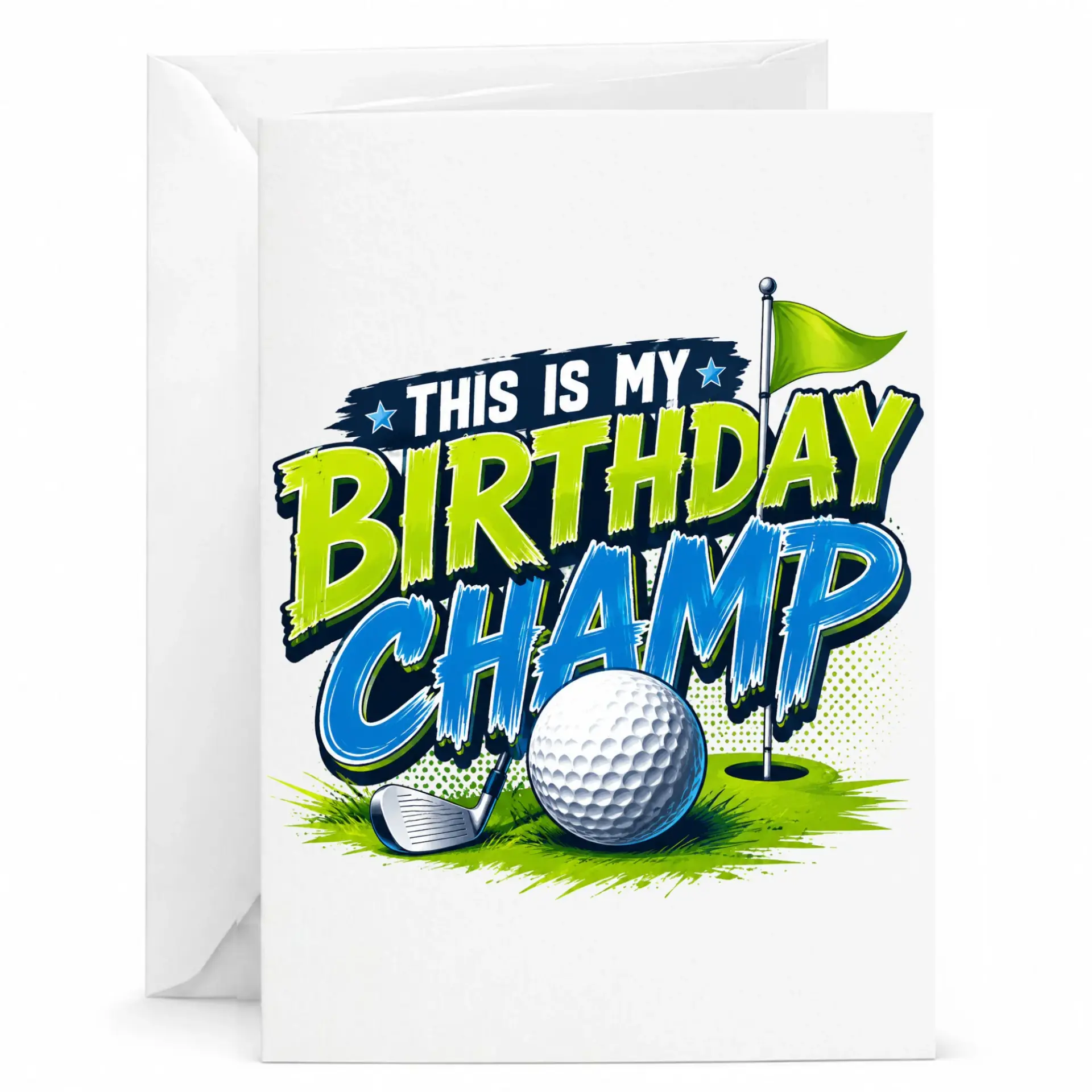 Funny Golf Birthday Card This Is My Birthday Champ Greeting Card with Envelope for Golfing Enthusiasts and Sport Fans
