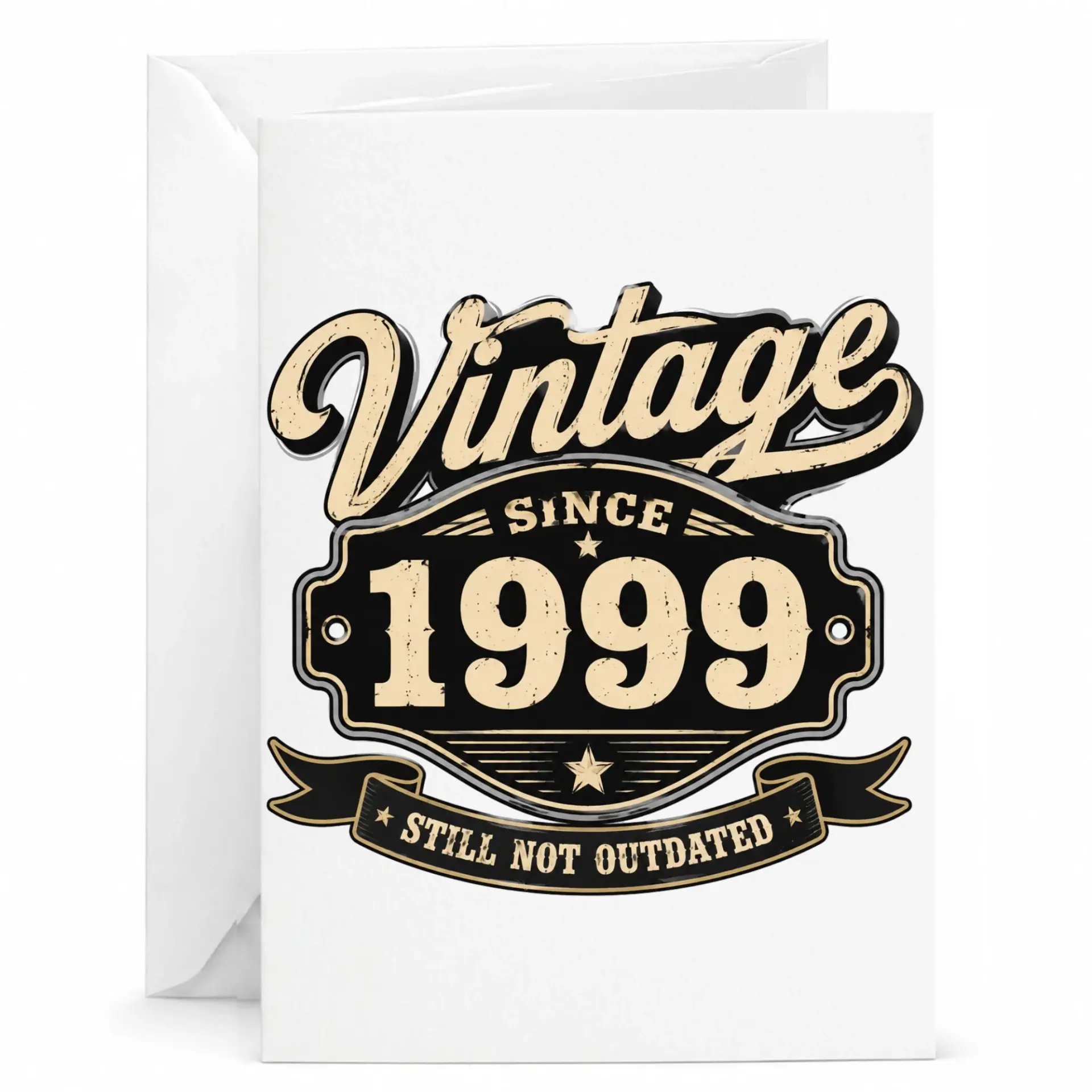 Birthday Card Vintage Since 1999 Funny Greeting Card for Anniversary and Milestone Celebration with White Envelope
