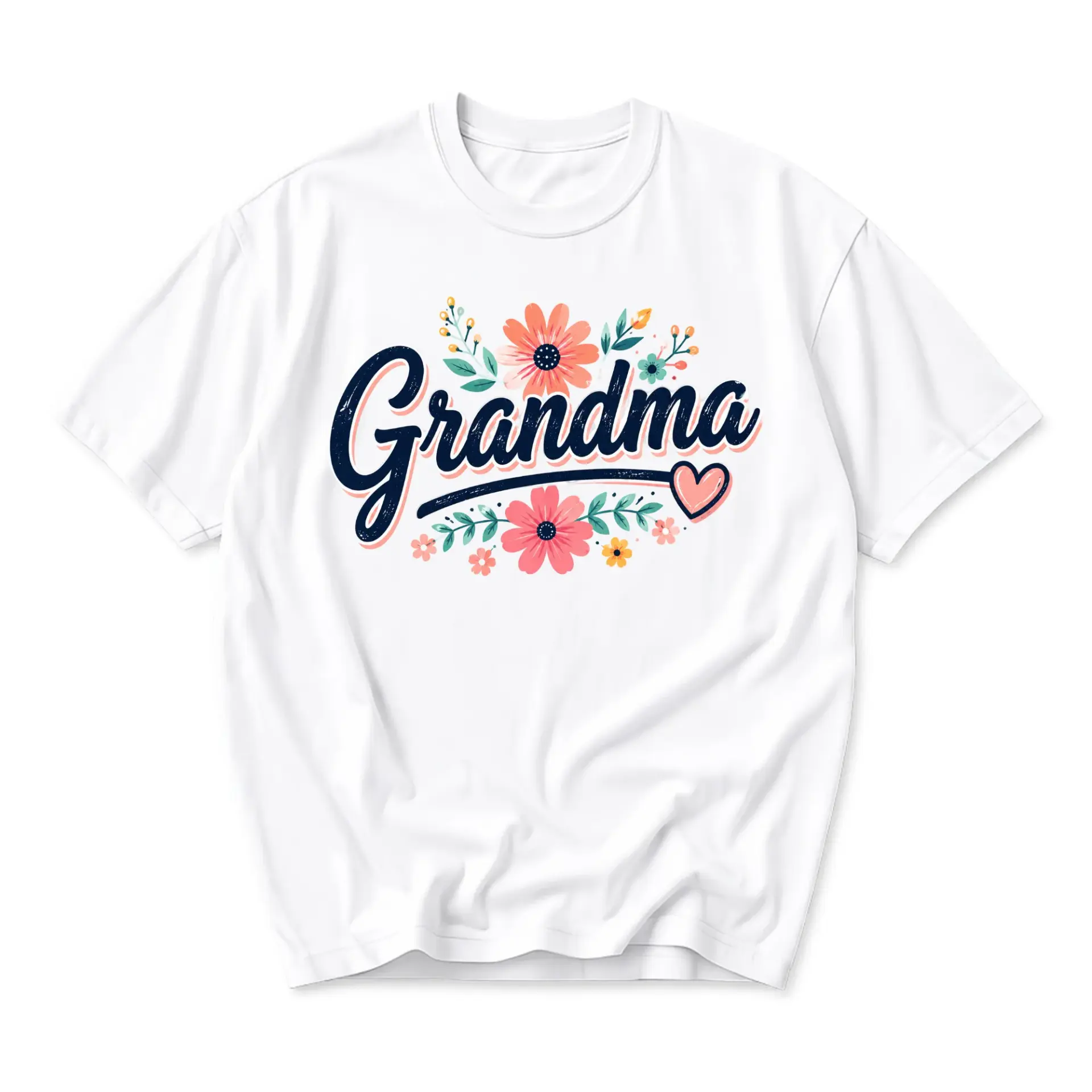 Graphic Tee Grandma Floral Design White Unisex Shirt for Everyday Casual Wear and Comfort with Soft Cotton Fabric