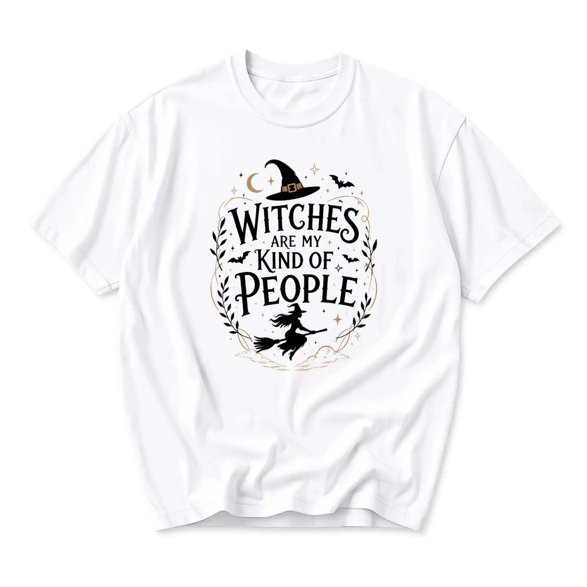 Funny Shirt Witches Are My Kind of People Graphic Tee Unisex Crew Neck Casual Cotton Blend Summer Holiday Outfit Top