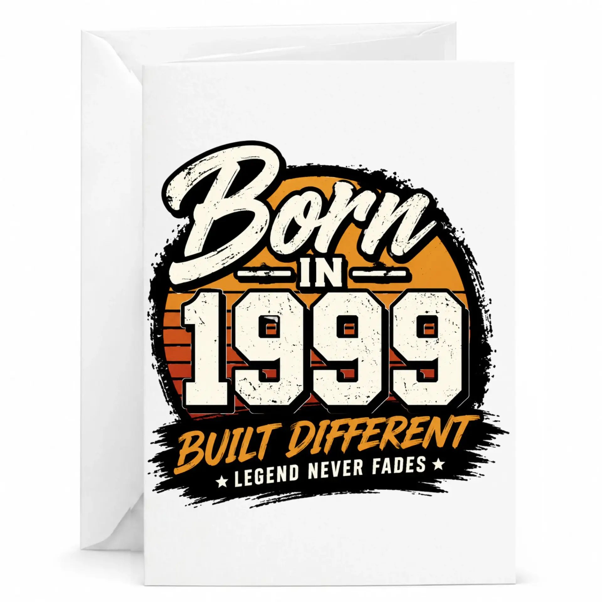 Birthday Card Born in 1999 Built Different Legend Never Fades Vintage Sunset Design Printed Greeting Card 5x7 Inches