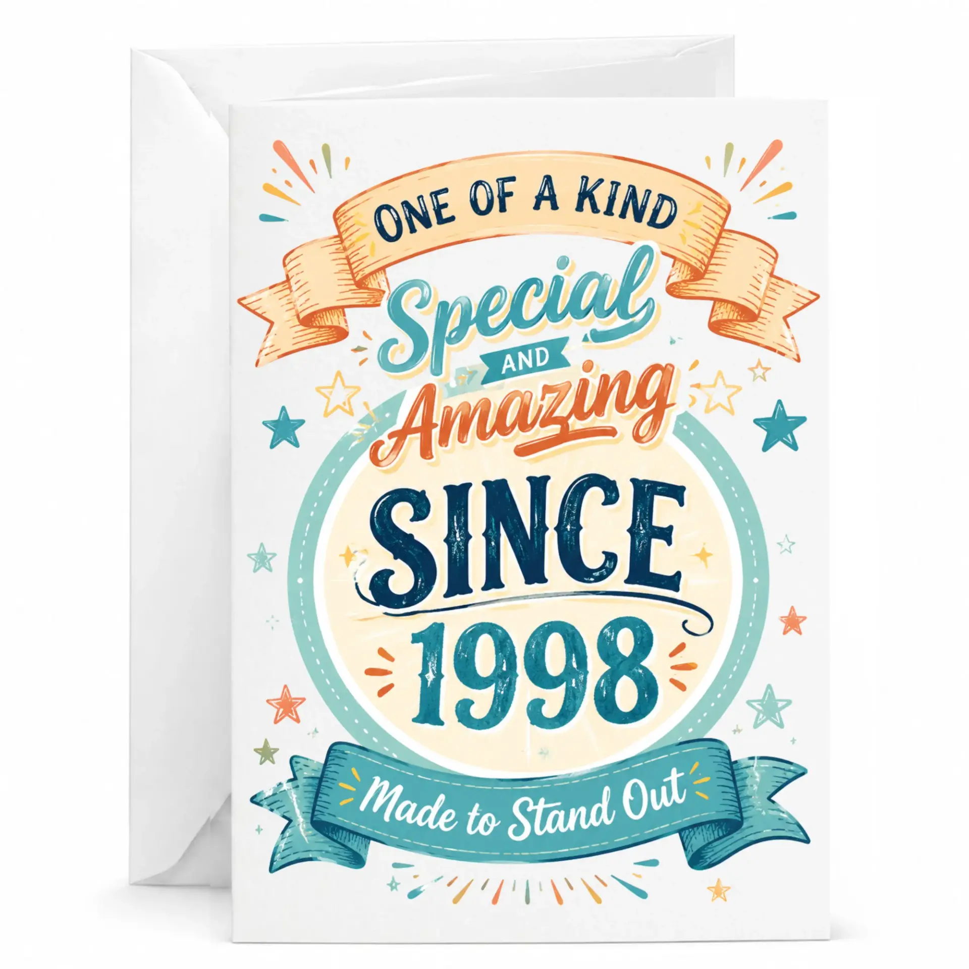 Greeting Card One of a Kind Special and Amazing Since 1998 Vintage Style Birthday Anniversary Celebration Card