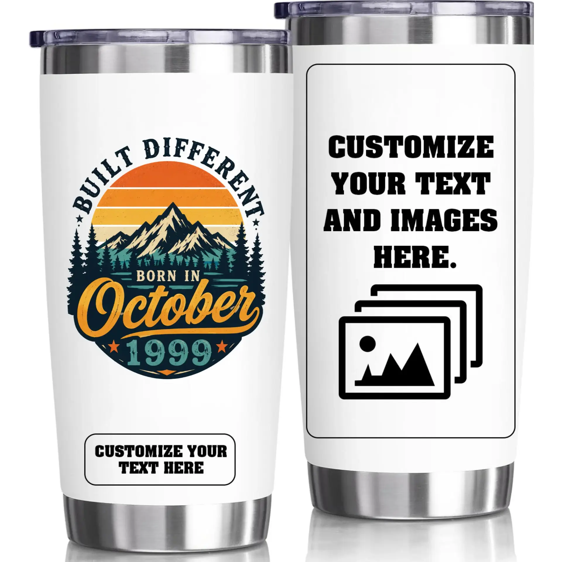 Stainless Steel Tumbler 20oz Vacuum Insulated Travel Cup Custom Personalized Birthday Gift for Coffee and Tea