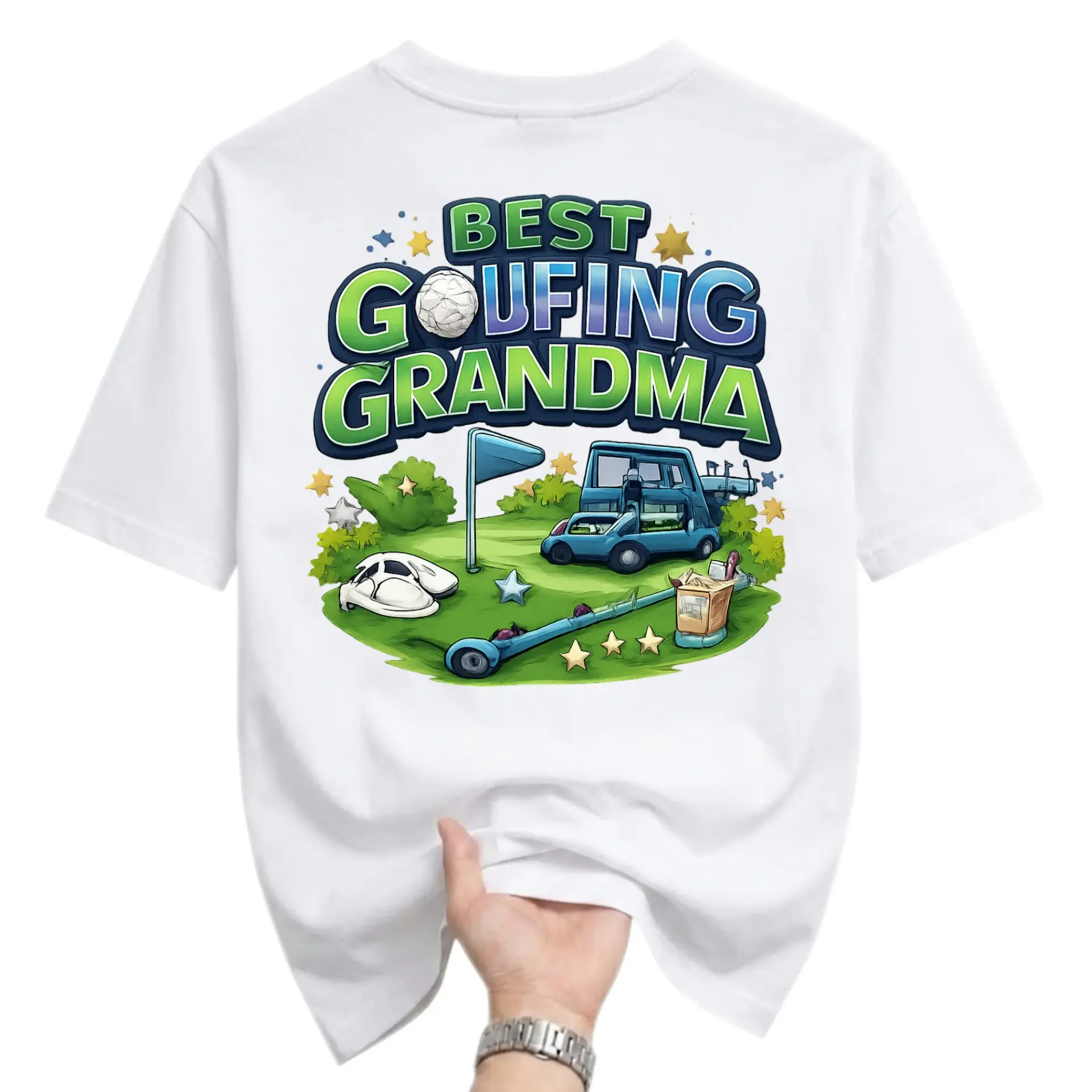 Funny Shirt Best Golfing Grandma Graphic Tee Casual Unisex Crew Neck Sporty
