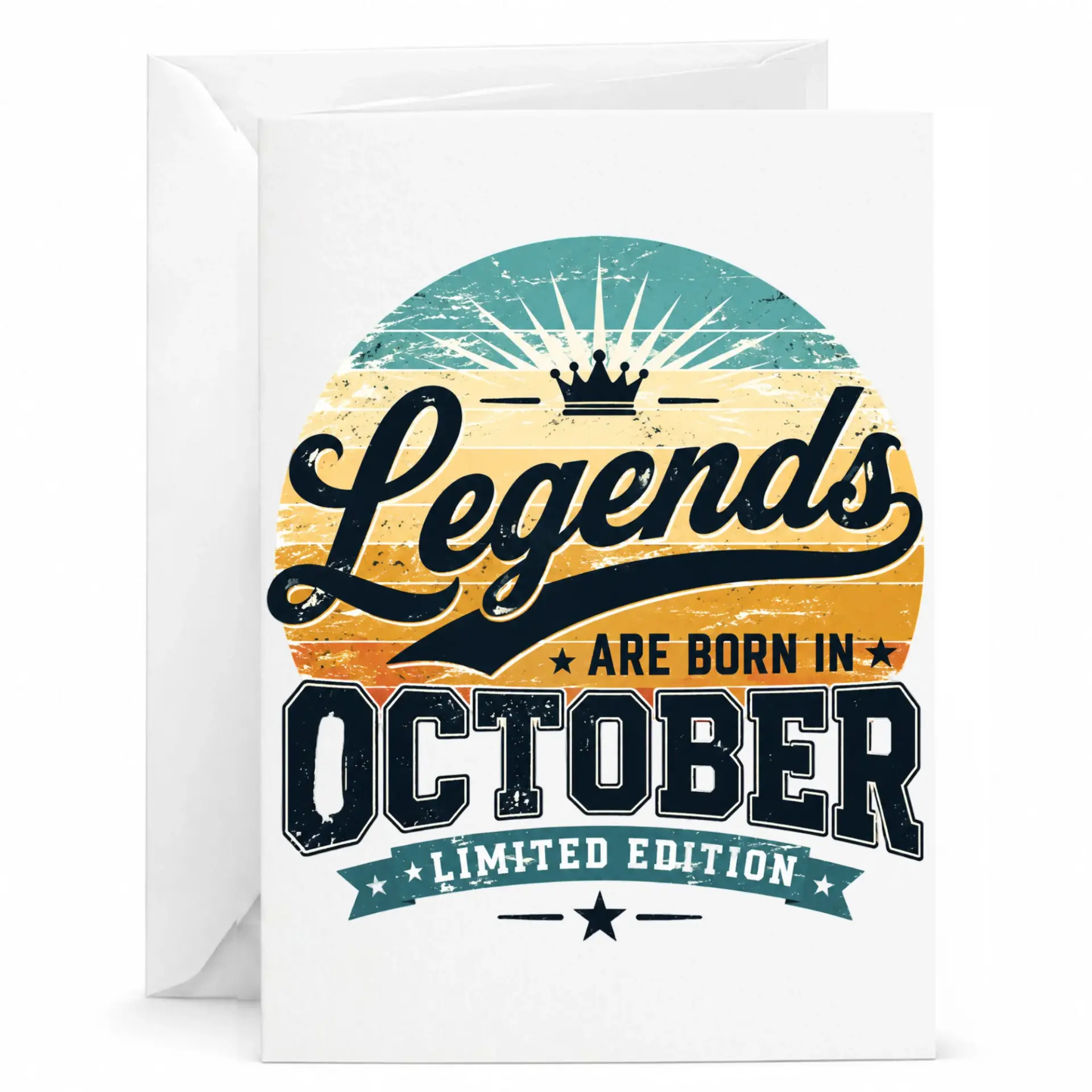 Birthday Card Legends Are Born in October Vintage Style Greeting Card for October Birthdays with Included Envelope