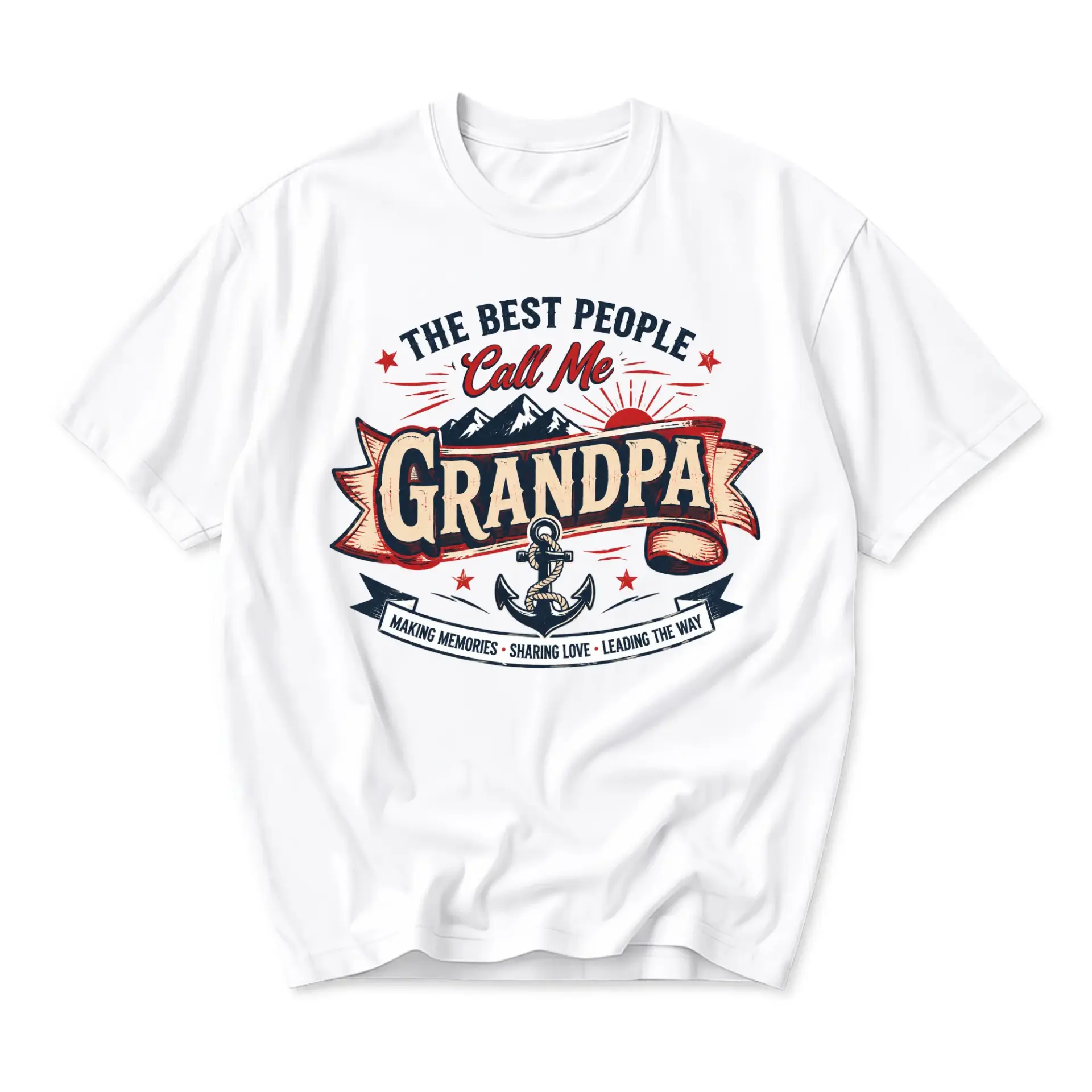 Graphic Tee the Best People Call Me Grandpa Nautical Design Unisex Crew Neck Soft Cotton Casual Everyday Apparel