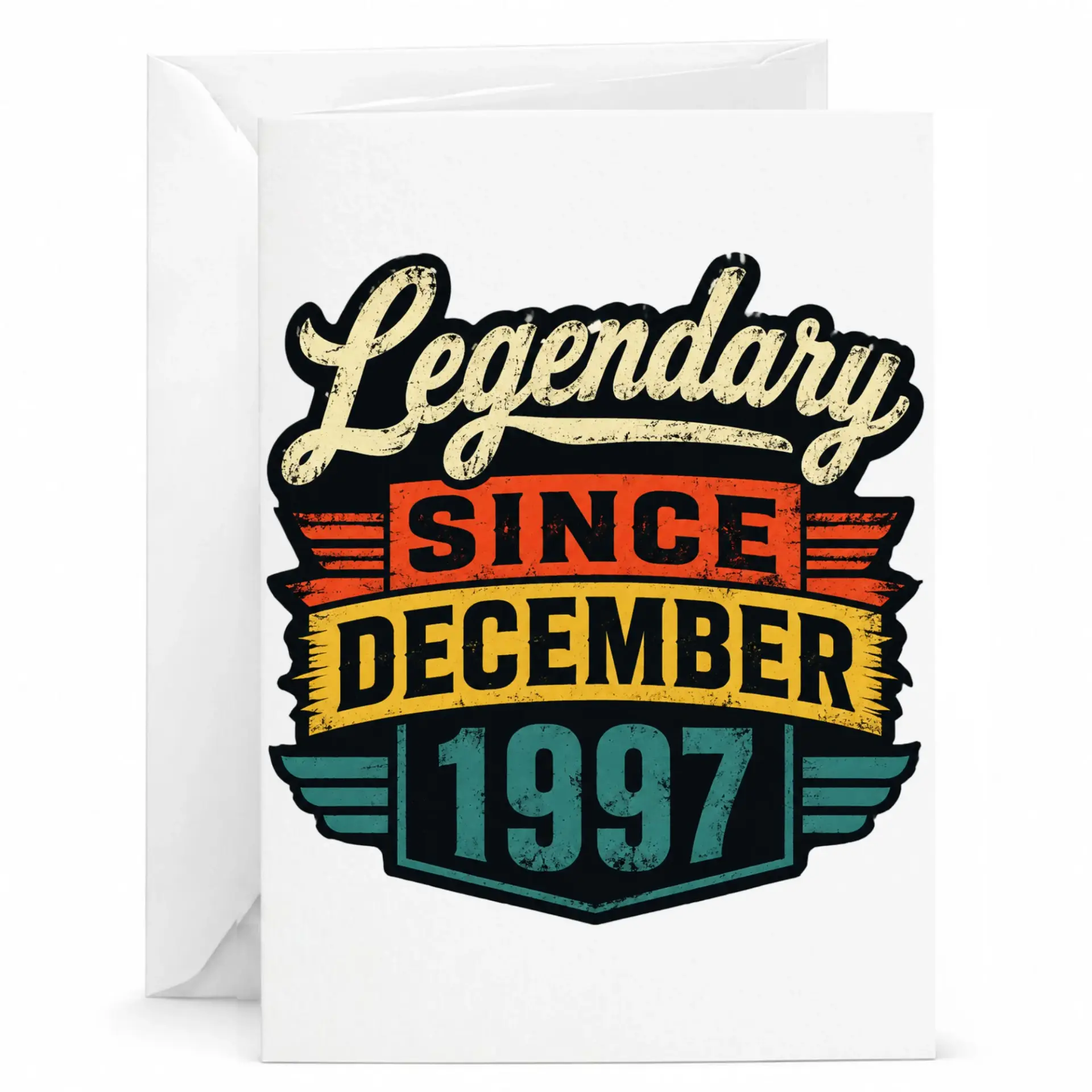 Birthday Card Legendary Since December 1997 Vintage Style Greeting Card for Milestone Celebration and Anniversary