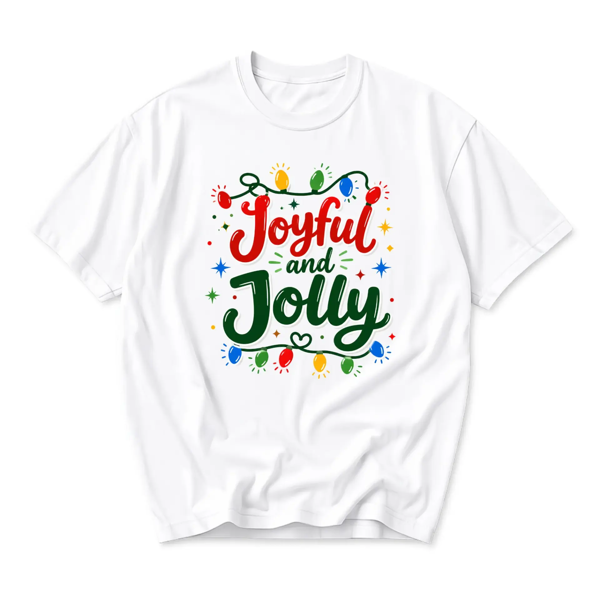 Graphic Tee Joyful and Jolly Holiday Seasonal Print Unisex Crew Neck Casual