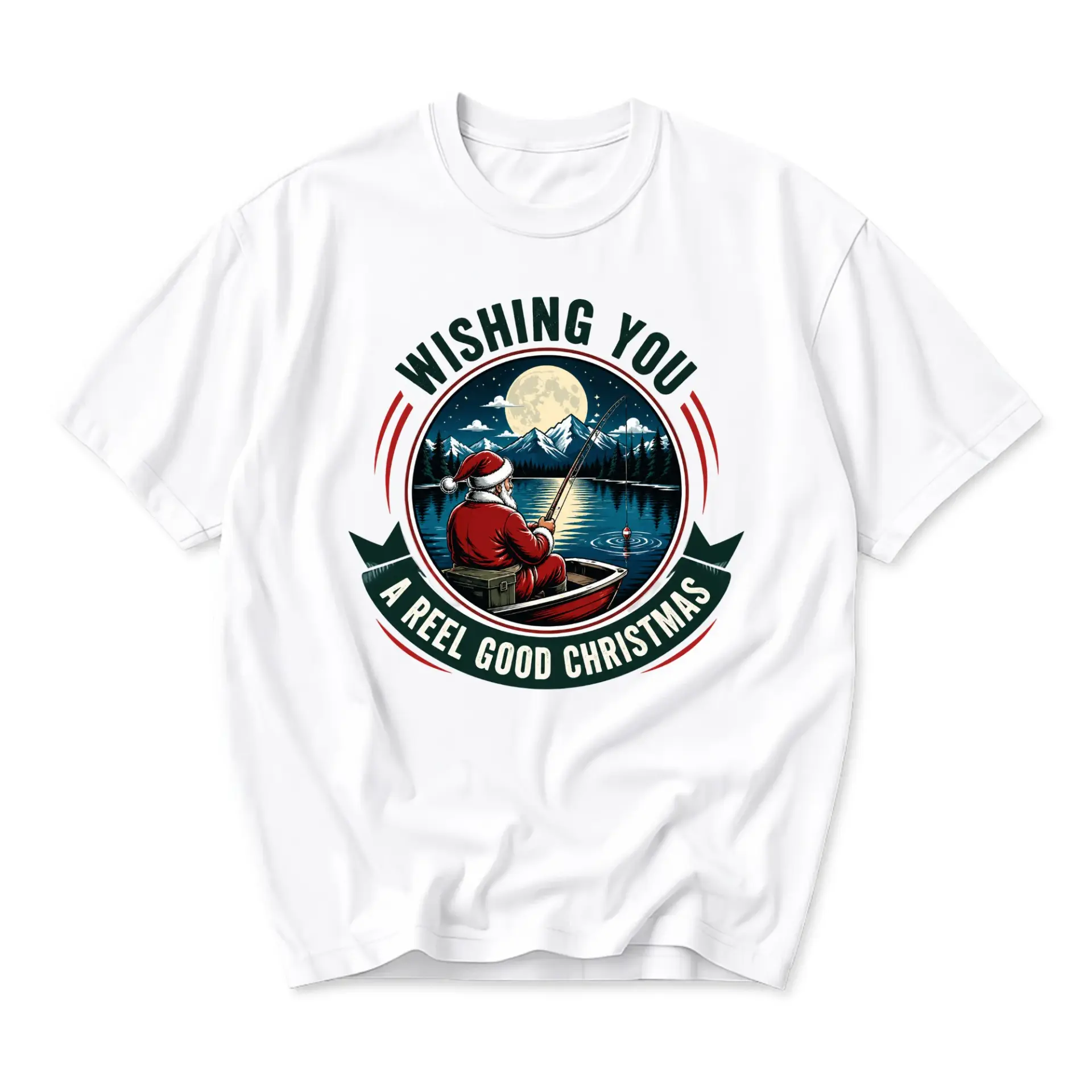 Funny Shirt Wishing You a Reel Good Christmas Graphic Tee Unisex Holiday
