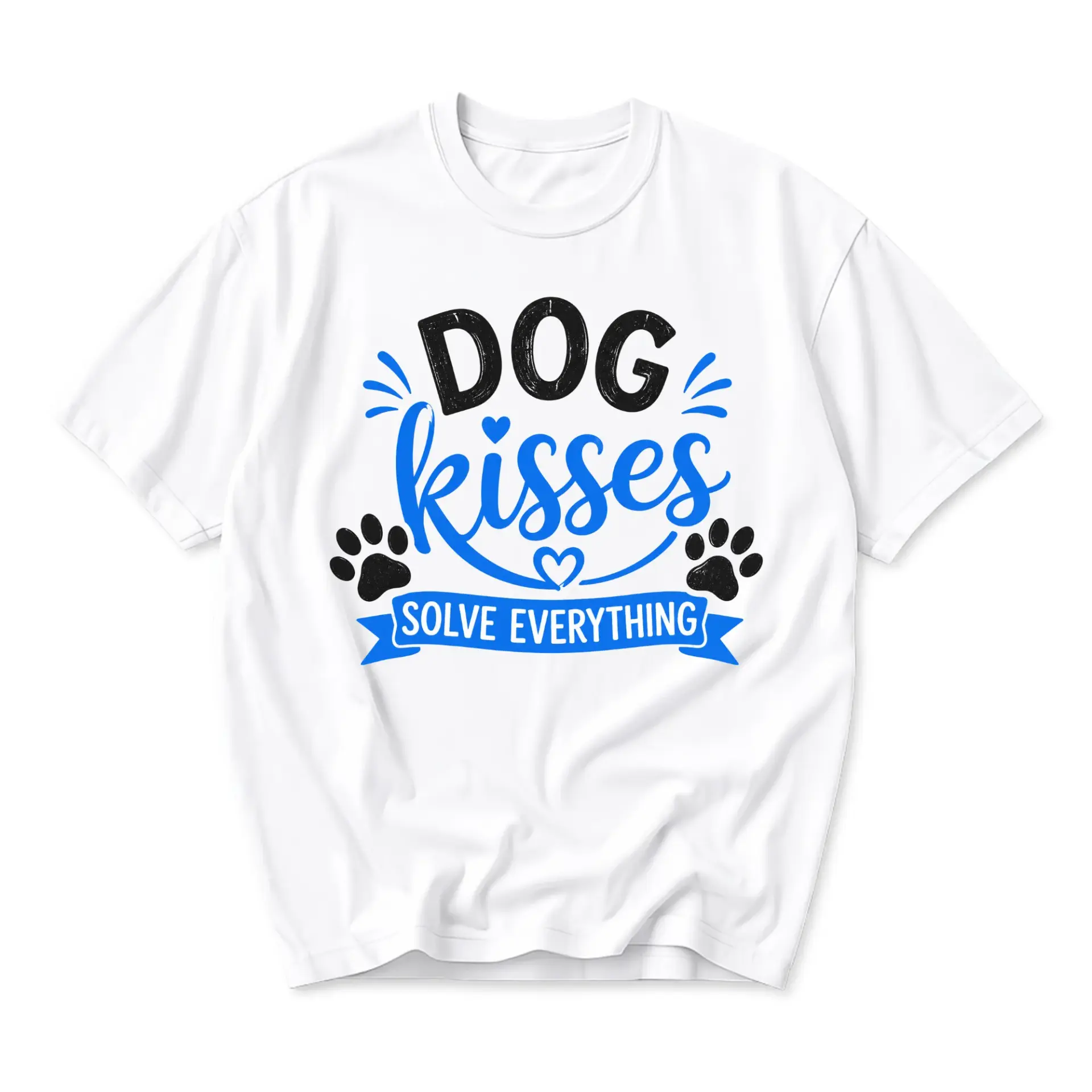 Funny Shirt Dog Kisses Solve Everything Graphic Tee Unisex Casual Apparel