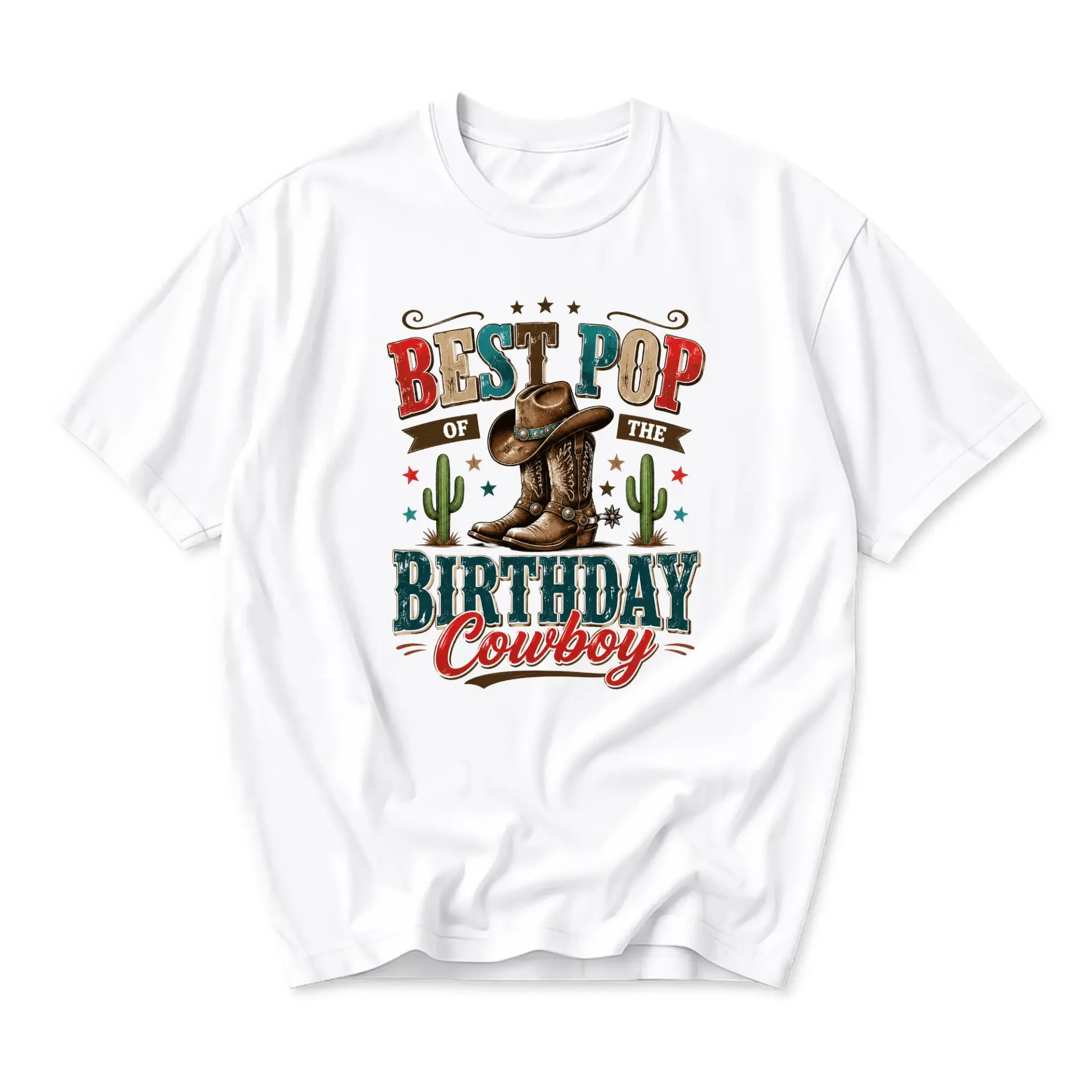 Graphic Tee Best of the Birthday Cowboy Western Themed Short Sleeve Unisex Crew Neck Casual Cotton Shirt