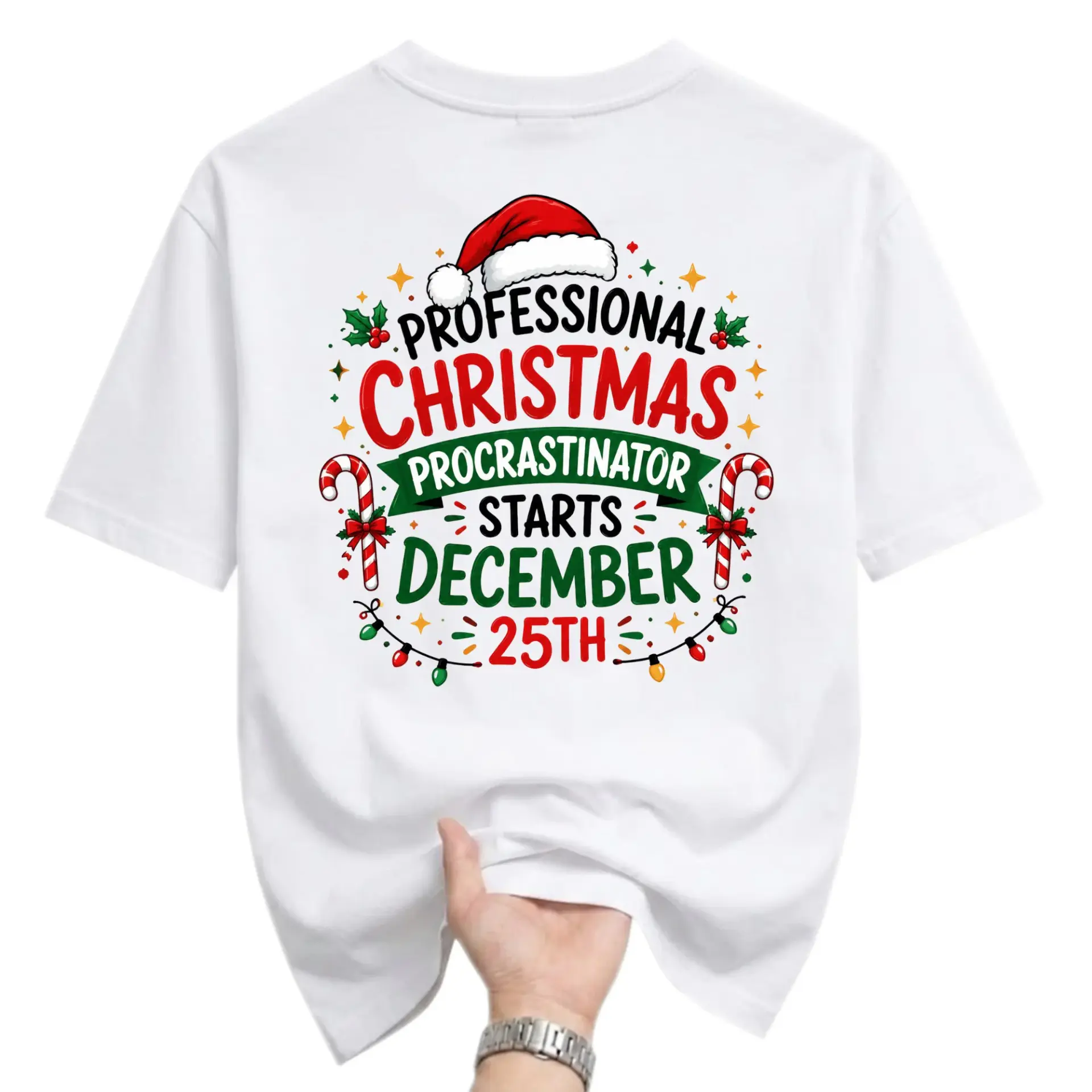 Funny Shirt Professional Christmas Procrastinator Graphic Tee Unisex Casual