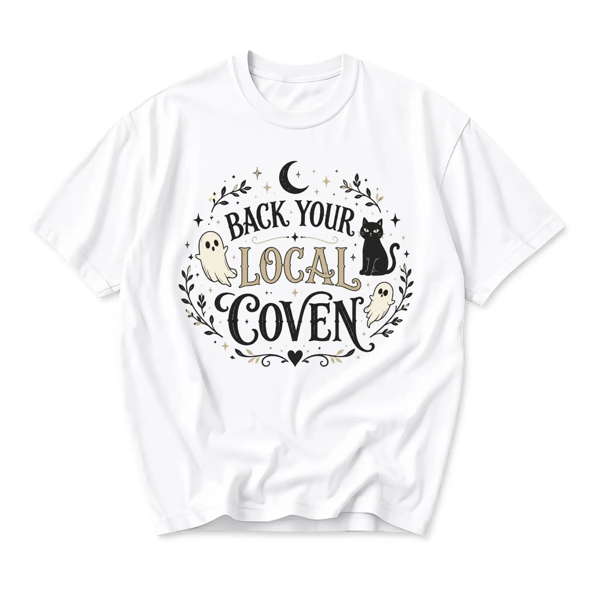 Graphic Tee Back Your Local Coven Casual Unisex Shirt Witchy Aesthetic Occult Theme Comfortable Cotton Apparel
