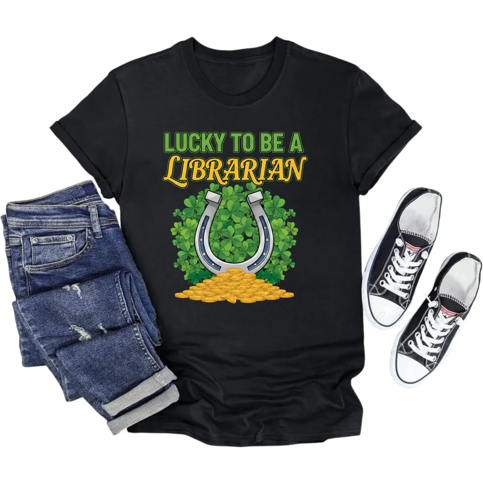 Graphic Tee to Be a Librarian St Patricks Day Inspired Unisex Crew Neck Casual Everyday Printed Cotton Shirt