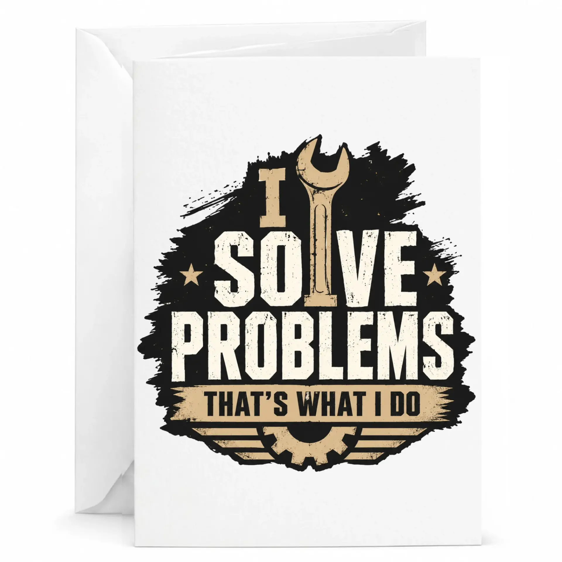 Funny Mechanic Greeting Card I Problems That Is What I Do Birthday Encouragement Note
