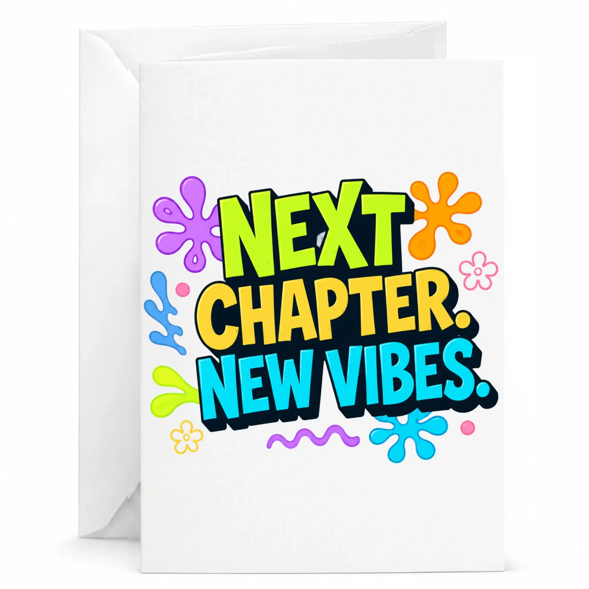 Greeting Card Next Chapter New Vibes Retro Colorful Typography Design for New Beginnings and Life Milestones