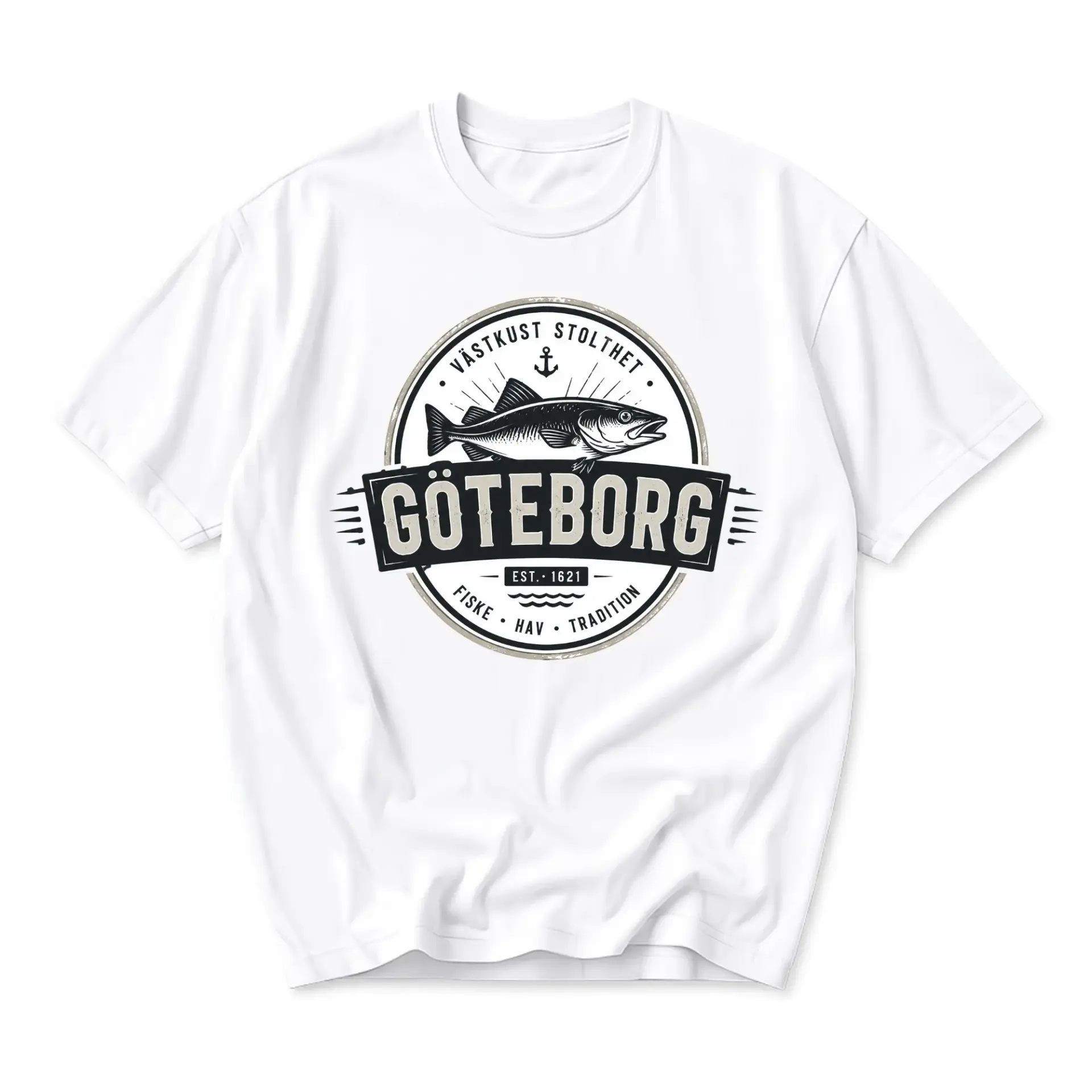 T-shirt Graphic Tee Featuring Gothenburg Fishing Theme Print Nautical