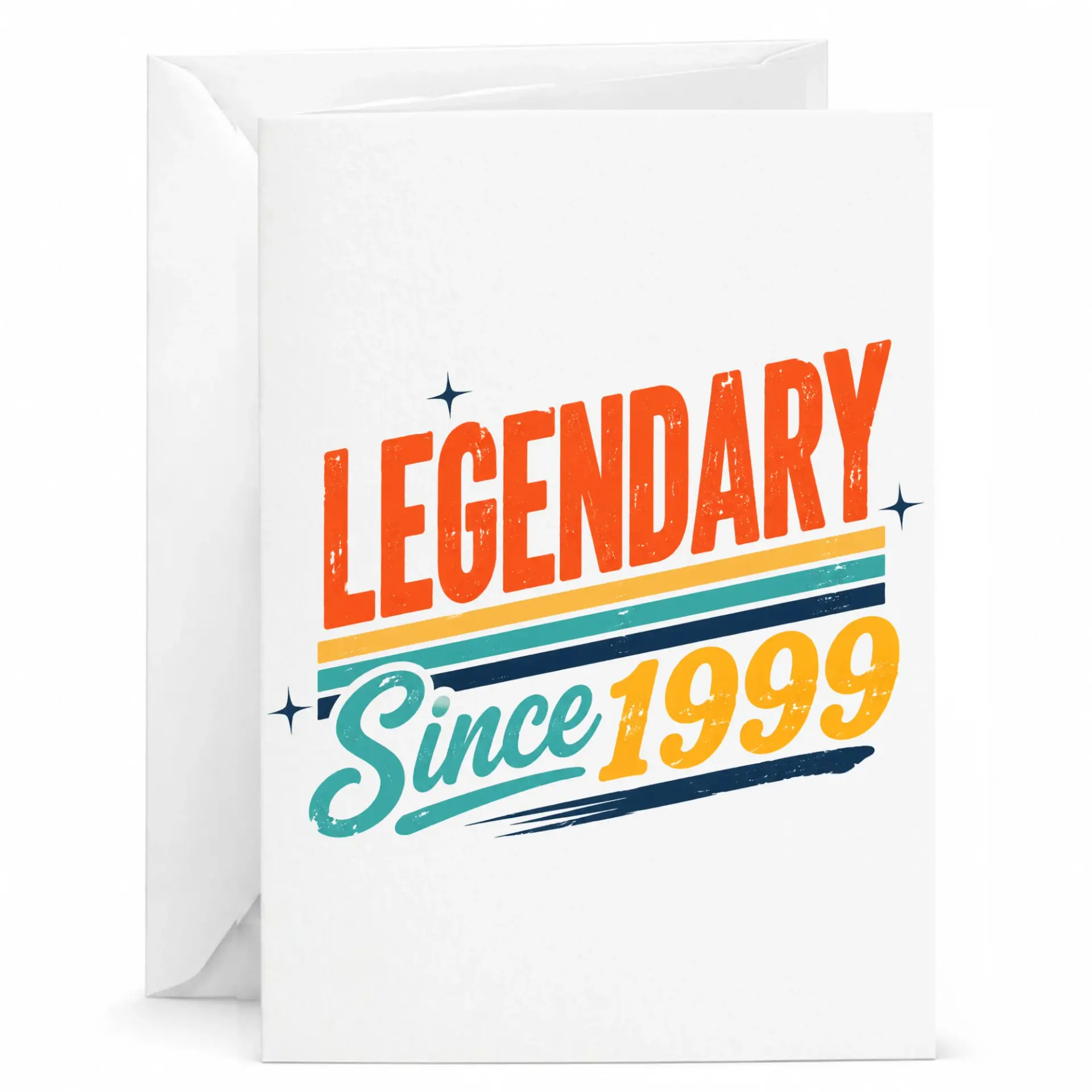 Birthday Card Legendary Since 1999 Vintage Retro Style Greeting Card for Milestone Celebrations 5x7 Inches with Envelope