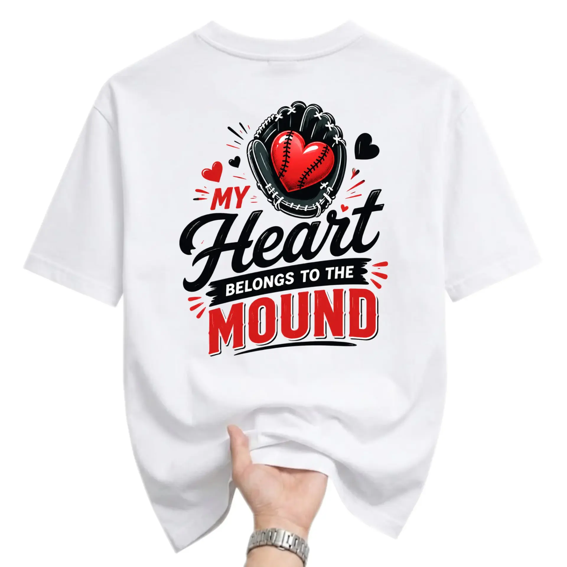 Graphic Tee My Heart Belongs to the Mound Baseball Inspired Unisex Crew Neck Casual Cotton Blend Soft Comfortable Shirt
