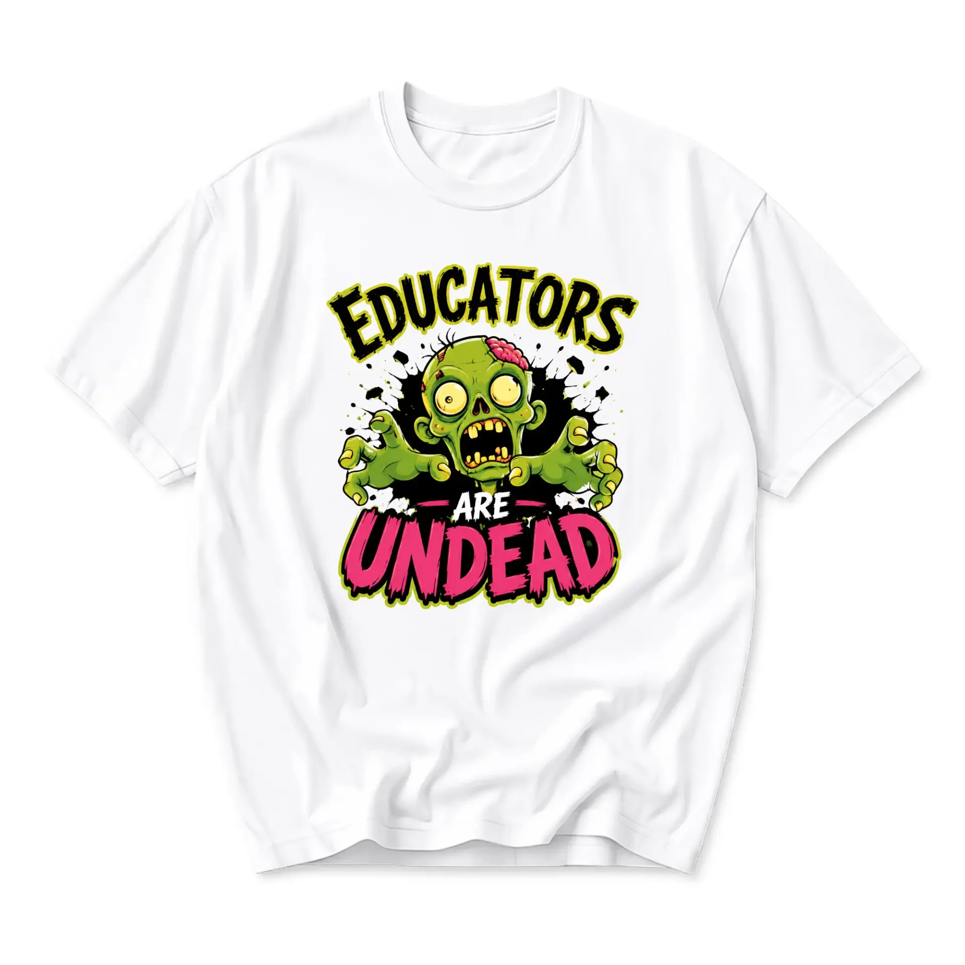 Graphic Tee Educators Are Undead Zombie Humor Shirt Unisex Crew Neck Short Sleeve Casual Cotton Blend Apparel