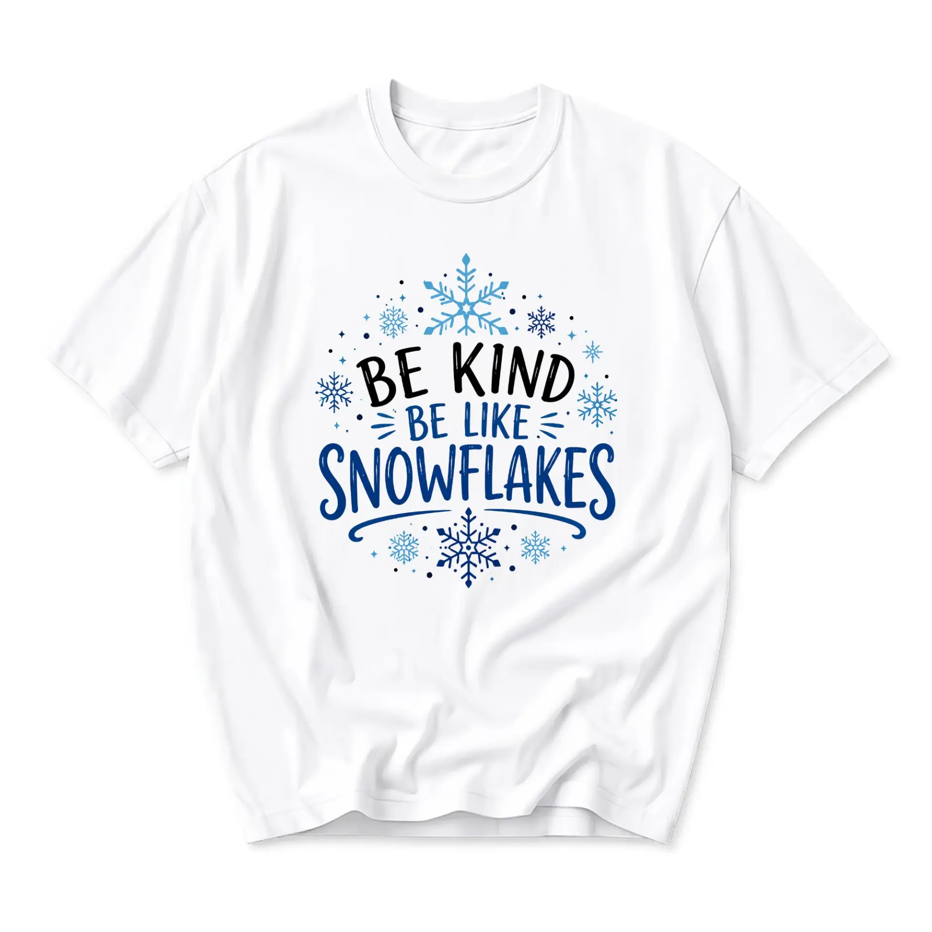 Graphic Tee Be Kind Be Like Snowflakes Unisex Crew Neck Cotton T-Shirt Casual Short Sleeve Apparel for Everyday Wear