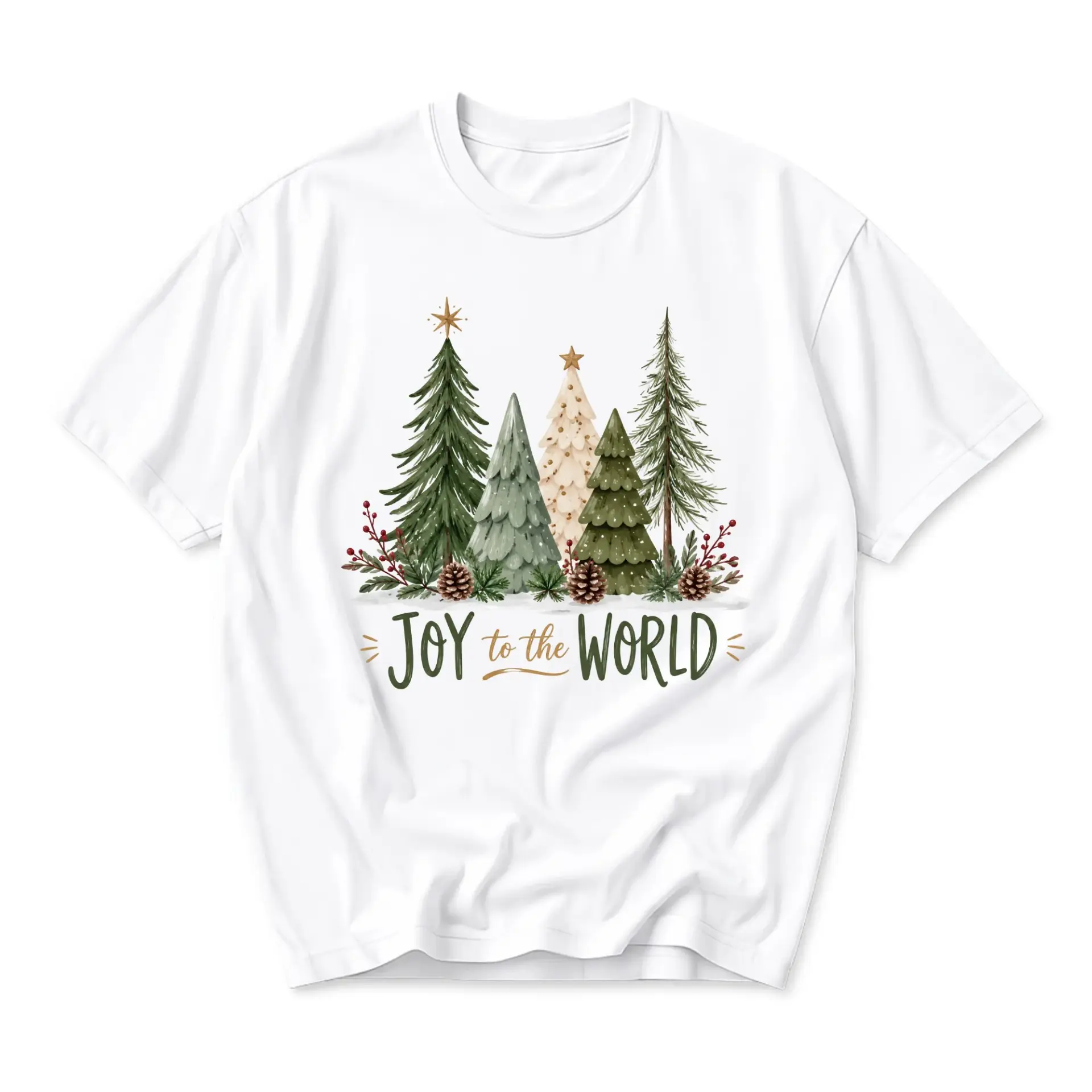 Graphic to the World Christmas Trees Unisex Crew Neck Shirt Holiday Season