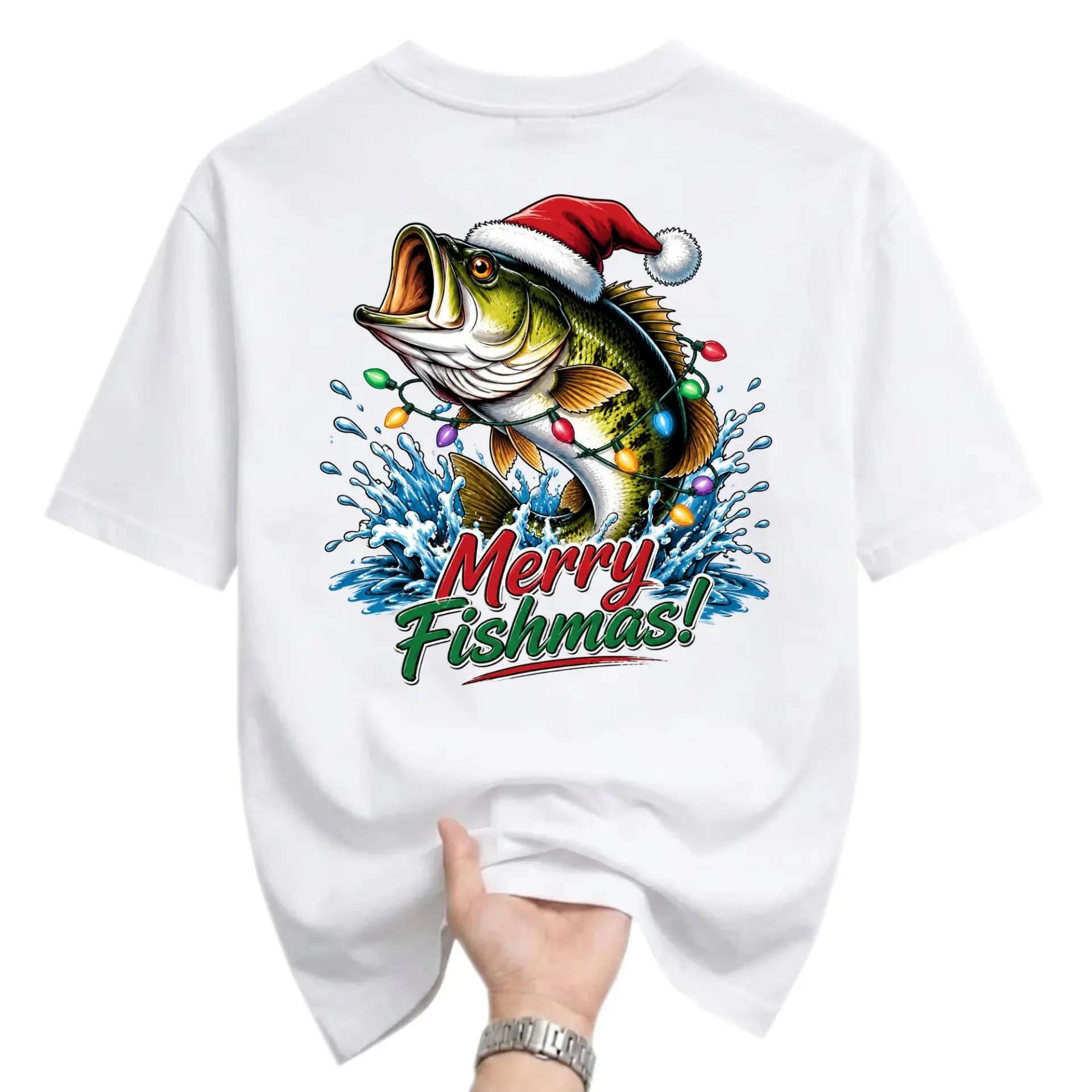 Funny Shirt Merry Fishmas Holiday Graphic Tee Featuring a Festive Fish