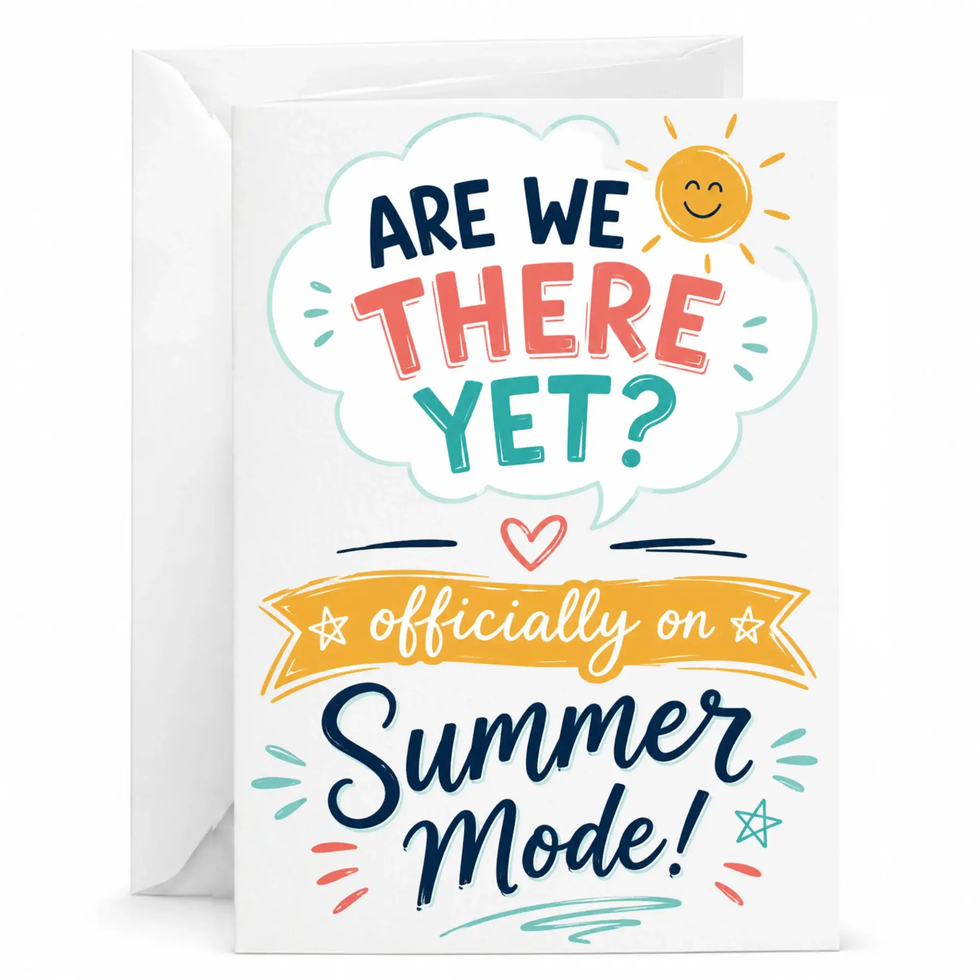 Funny Summer Greeting Card Are We There yet Officially on Vacation Holiday Seasonal Stationary Note