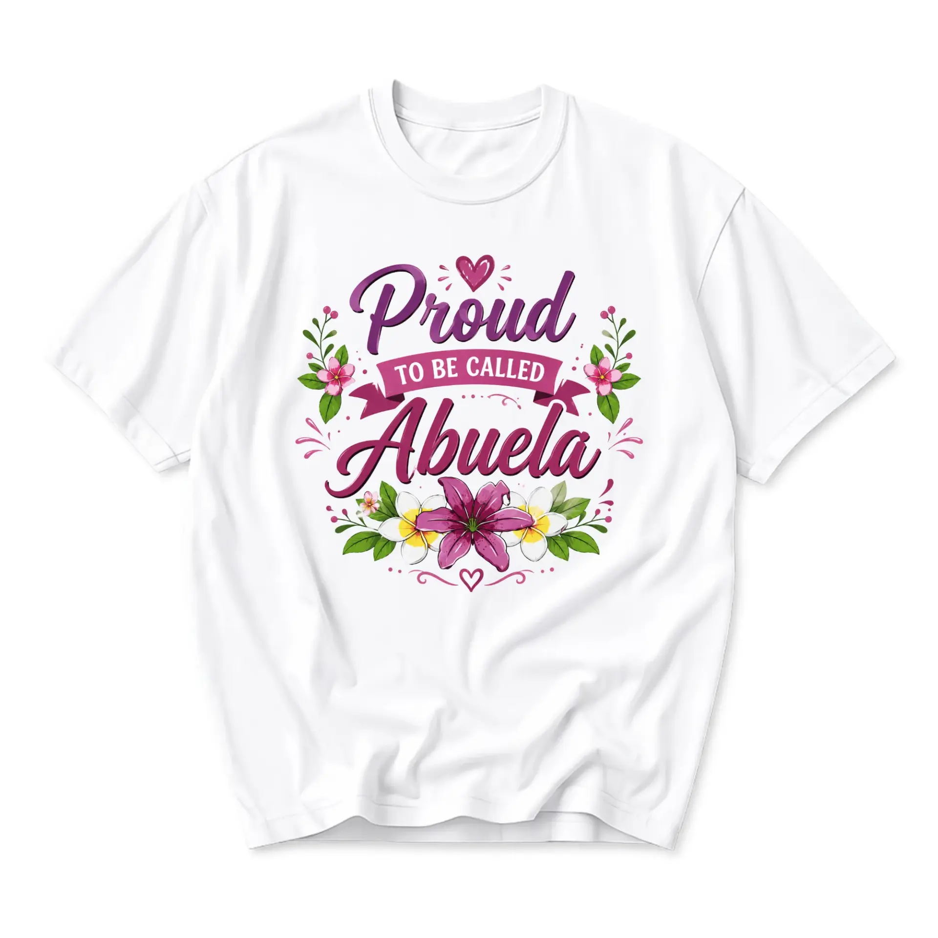 Graphic Tee Proud to Be Called Abuela Floral Design Unisex Crew Neck Soft