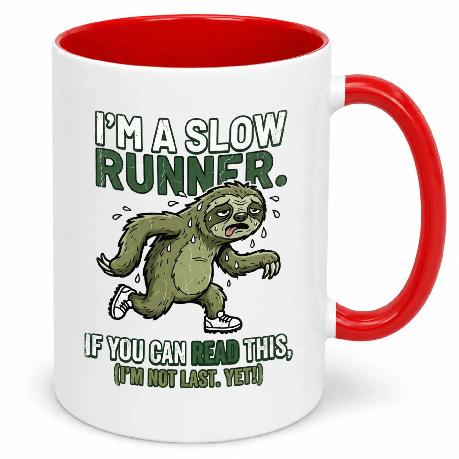 Funny Ceramic Coffee Mug Featuring Exhausted Sloth Runner Design, Humorous Slow Jogger Themed Drinkware for Friends and Family Gift