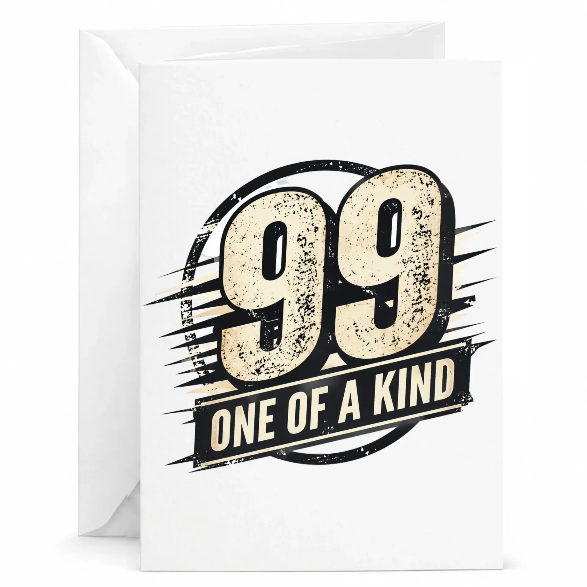 Greeting Card 99 One of a Kind Vintage Style Design Milestone Birthday Celebration Stationery with Matching White Envelope