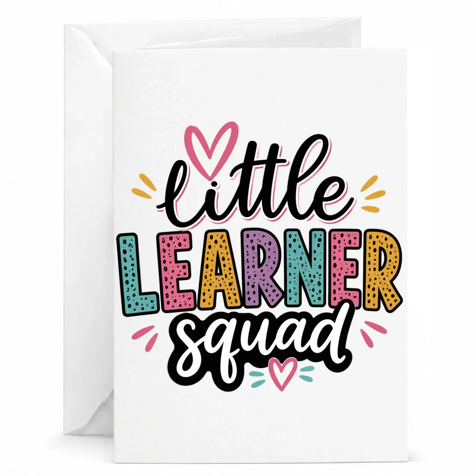 Greeting Card Little Learner Squad Colorful Typography Design for Appreciation and Encouragement 5x7 Folded Stationery