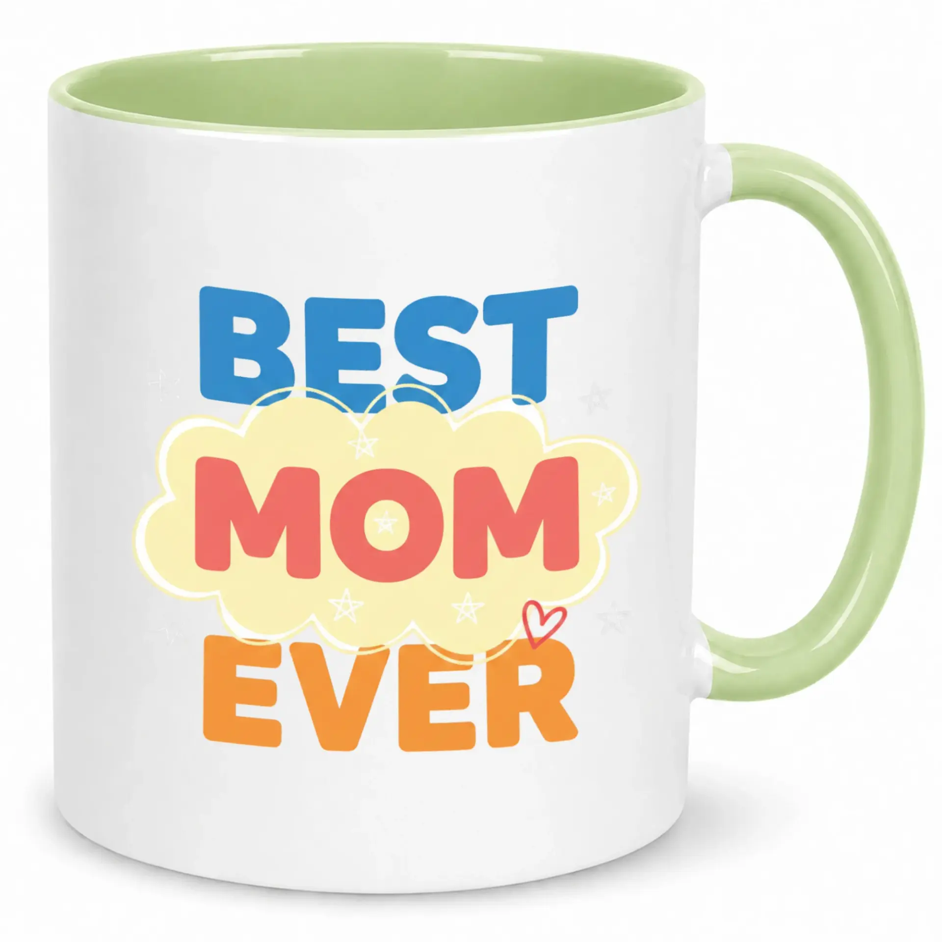 Best Mom Ever Coffee Mug Ceramic Cup with Heart Detail Ideal Appreciation Gift for 11 Oz or 15 Oz Drinkware