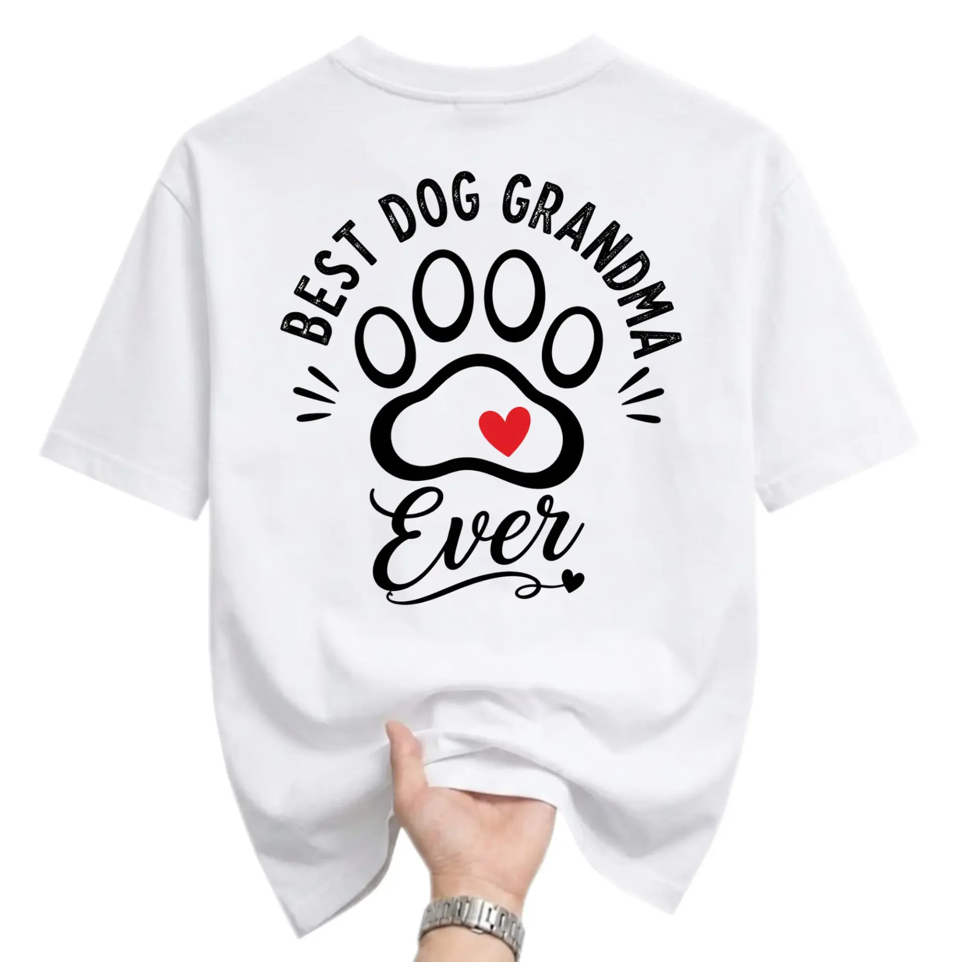 Graphic Tee Best Dog Grandma Ever Paw Print Unisex Crew Neck Shirt for Casual Everyday Wear and Gift Giving