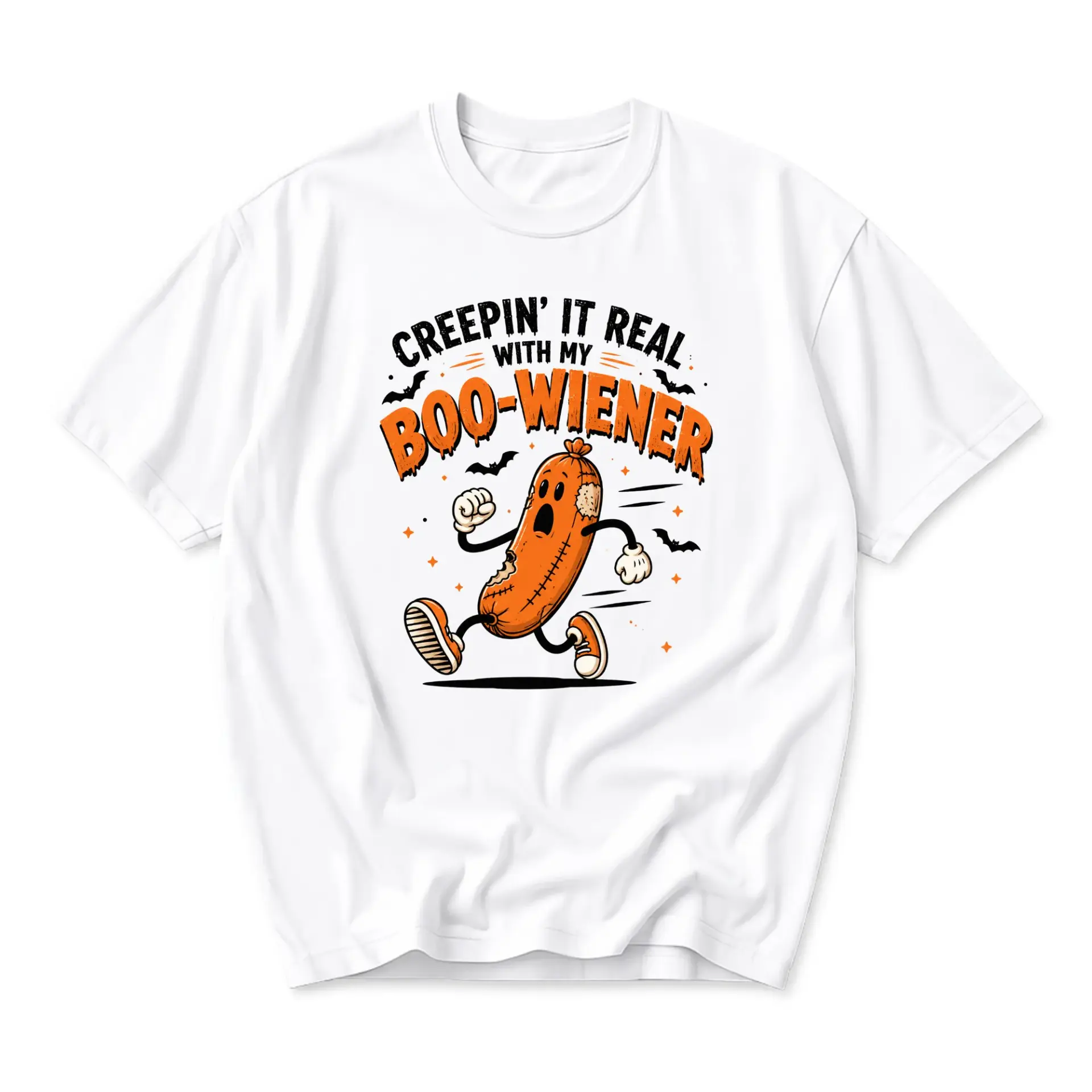 Funny Shirt Creepin It Real with My Boo-Wiener Graphic Tee Unisex Casual Apparel for Halloween Season Holiday Humor
