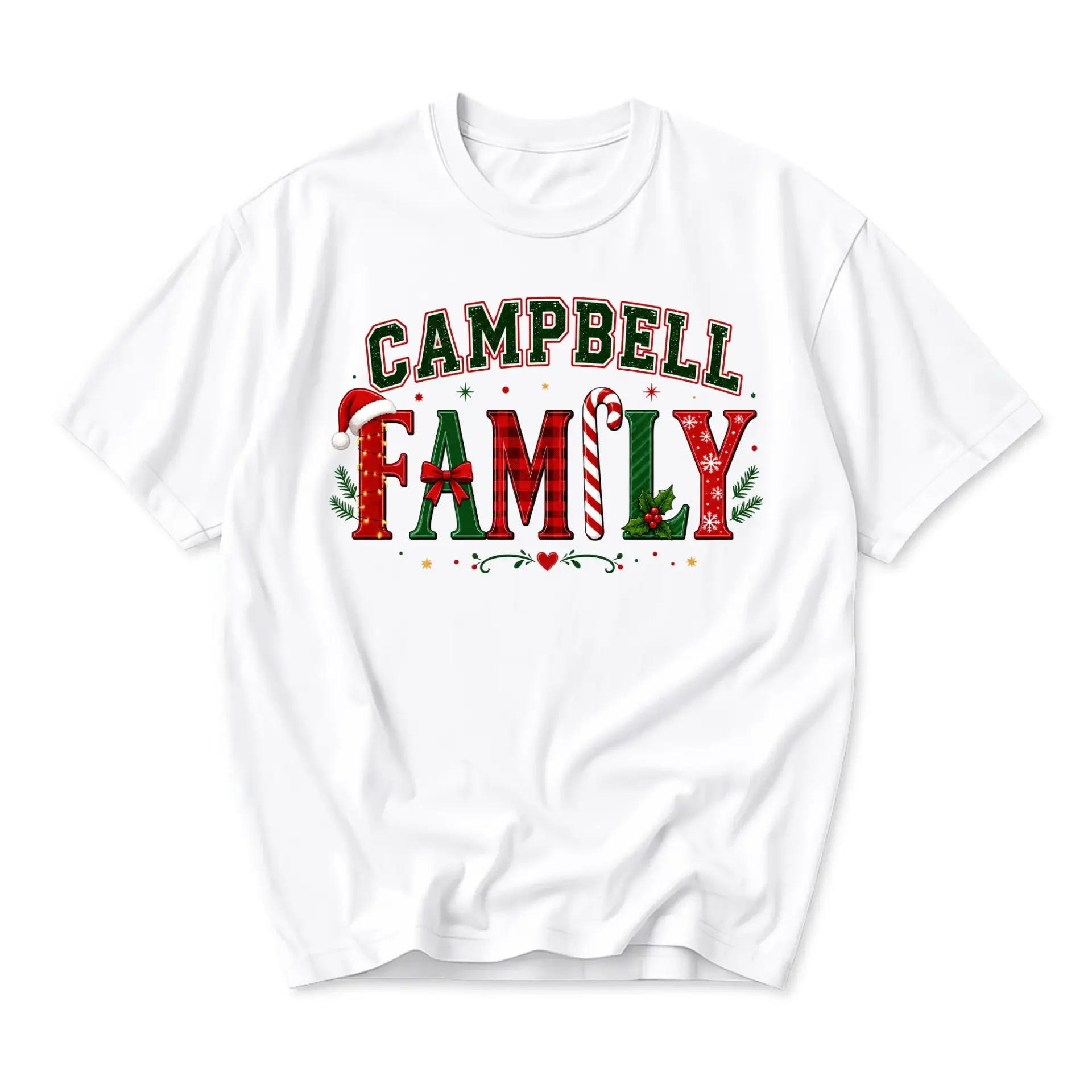 Graphic Tee Campbell Family Christmas Holiday Shirt Unisex Crew Neck Cotton Blend Top Festive Seasonal Apparel