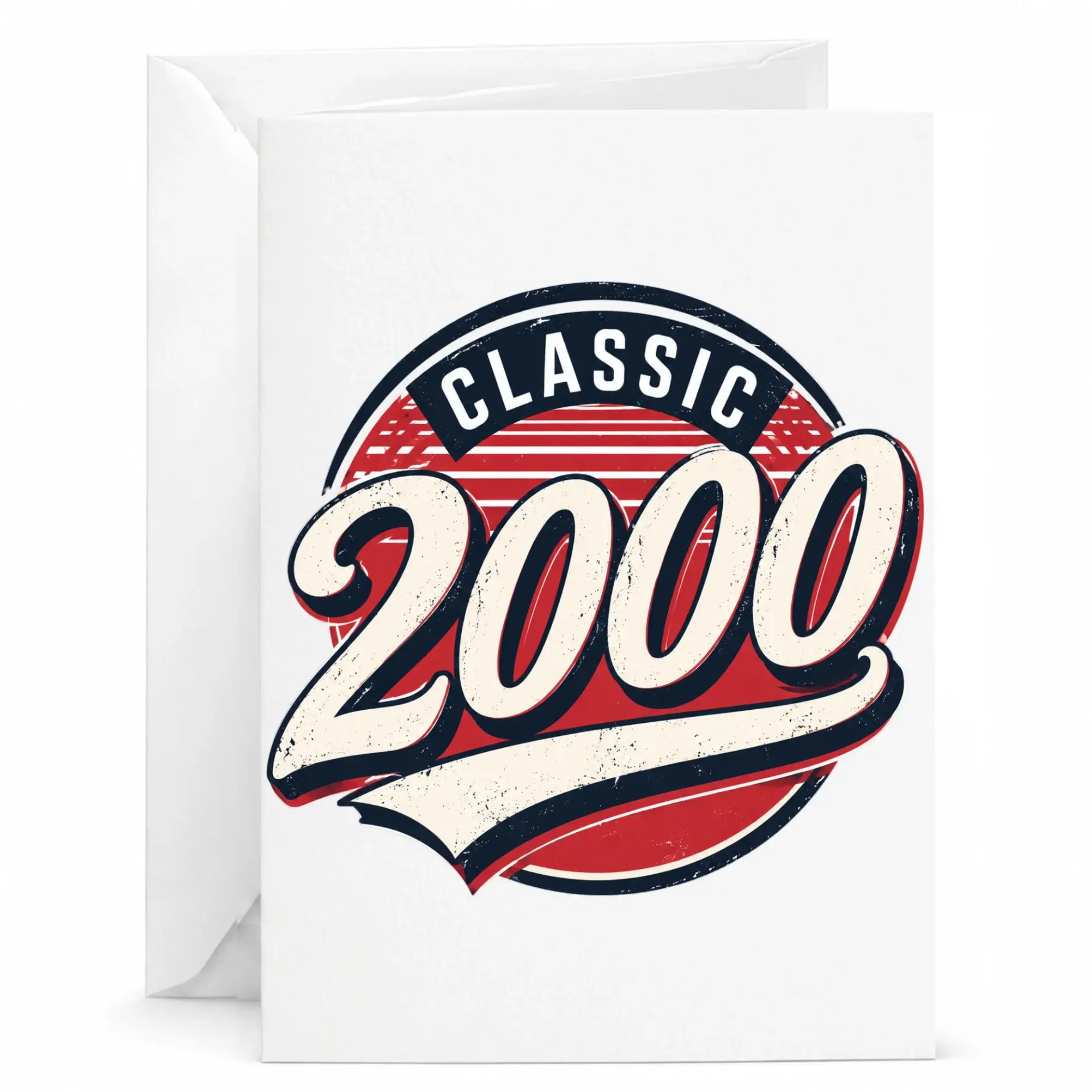 Birthday Greeting Card Classic 2000 Vintage Style Design for Milestone Year Celebration 5x7 Inch Folded Note Card