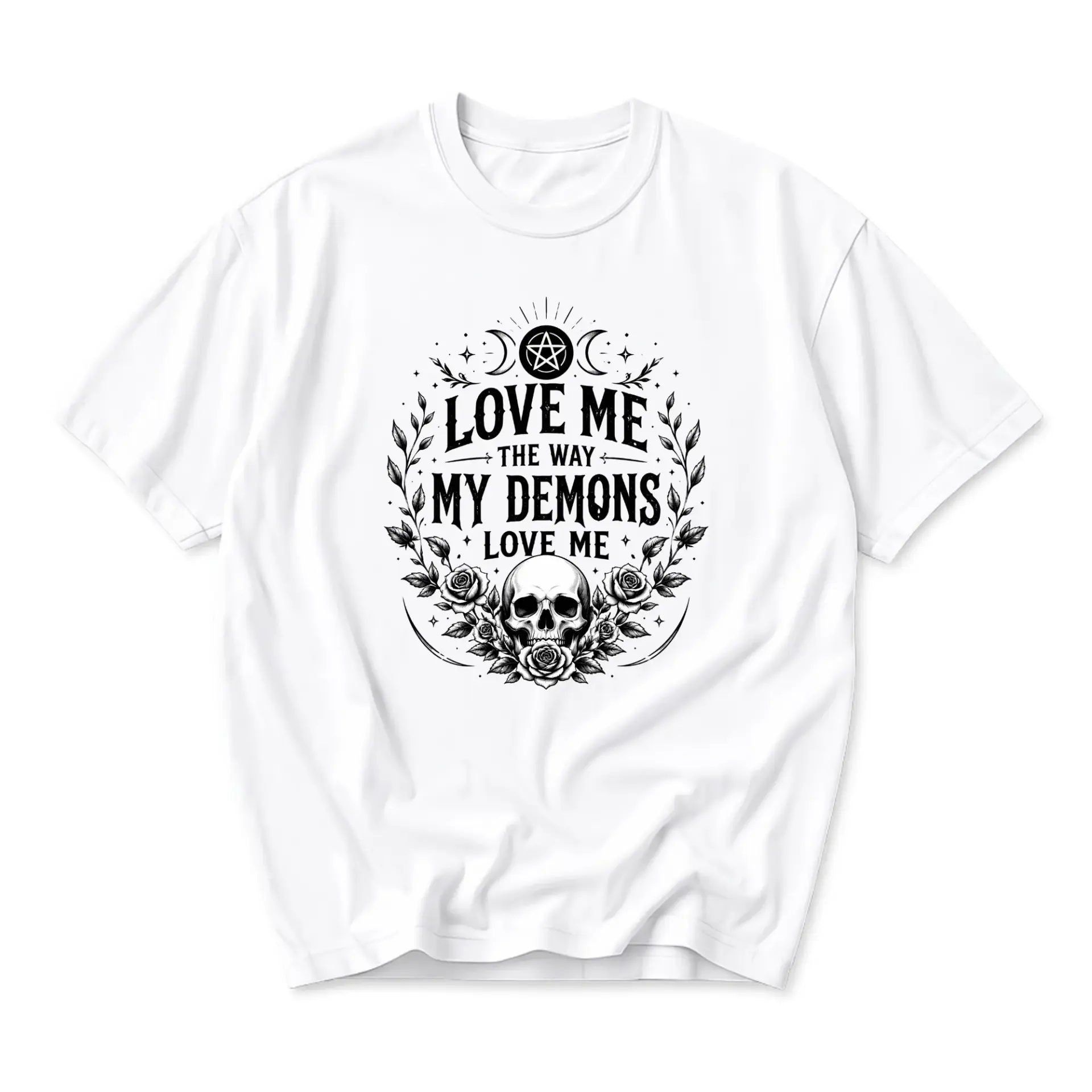 Graphic Tee Love Me the Way My Demons Love Me Unisex Casual Crew Neck Soft Cotton Blend Everyday Short Sleeve Shirt