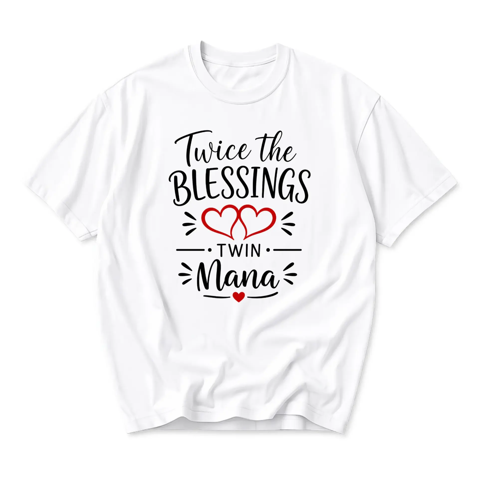Funny Shirt Twice the Blessings Twin Mama Graphic Tee Unisex Casual Crew Neck Soft Cotton Blend Everyday Outfit Top